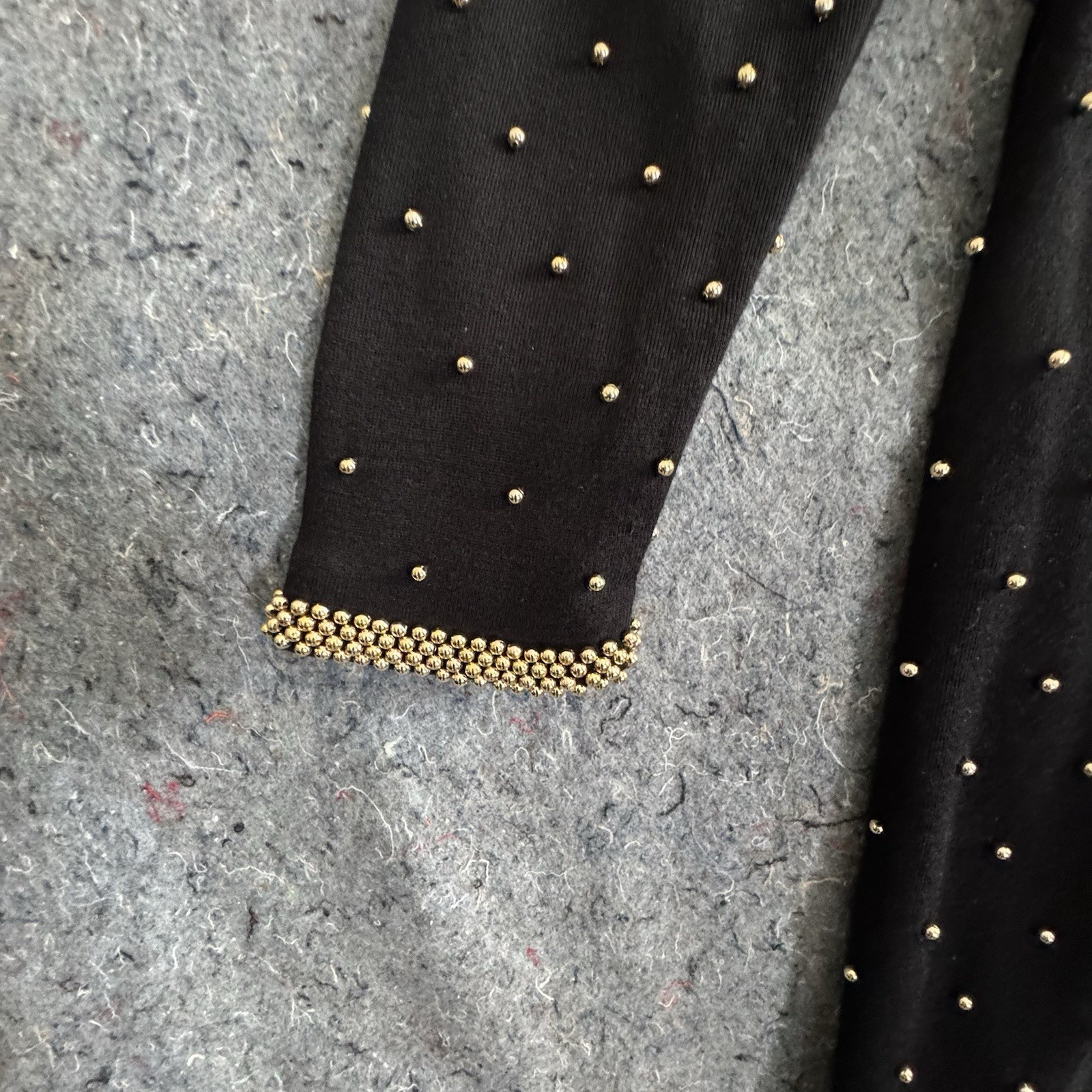 Vintage ST AL 14 Beaded Dress Black Gold Studded Cocktail Party 80s 90s