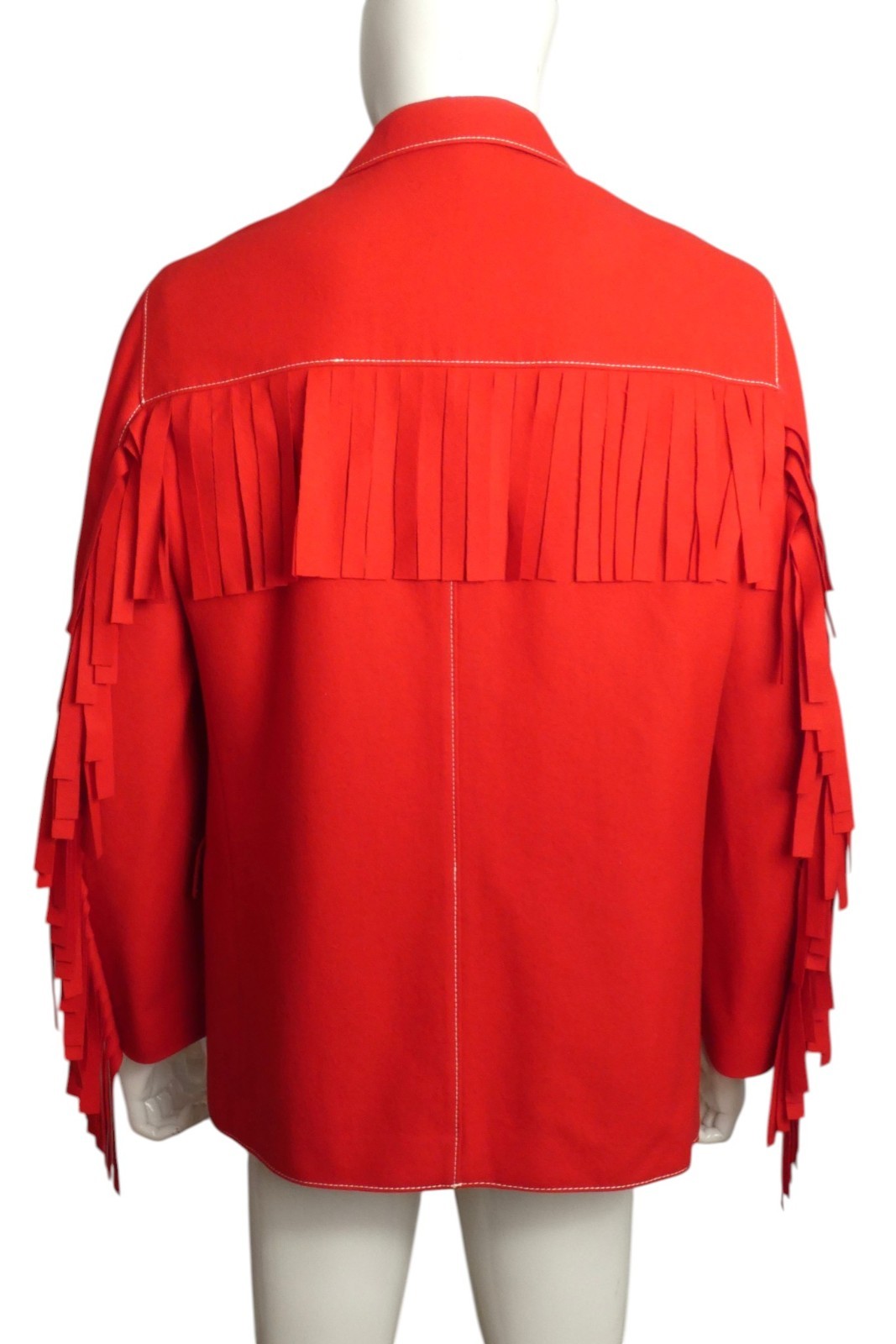 MOSCHINO – 1995 Red Wool Fringe Jacket, Size Medium