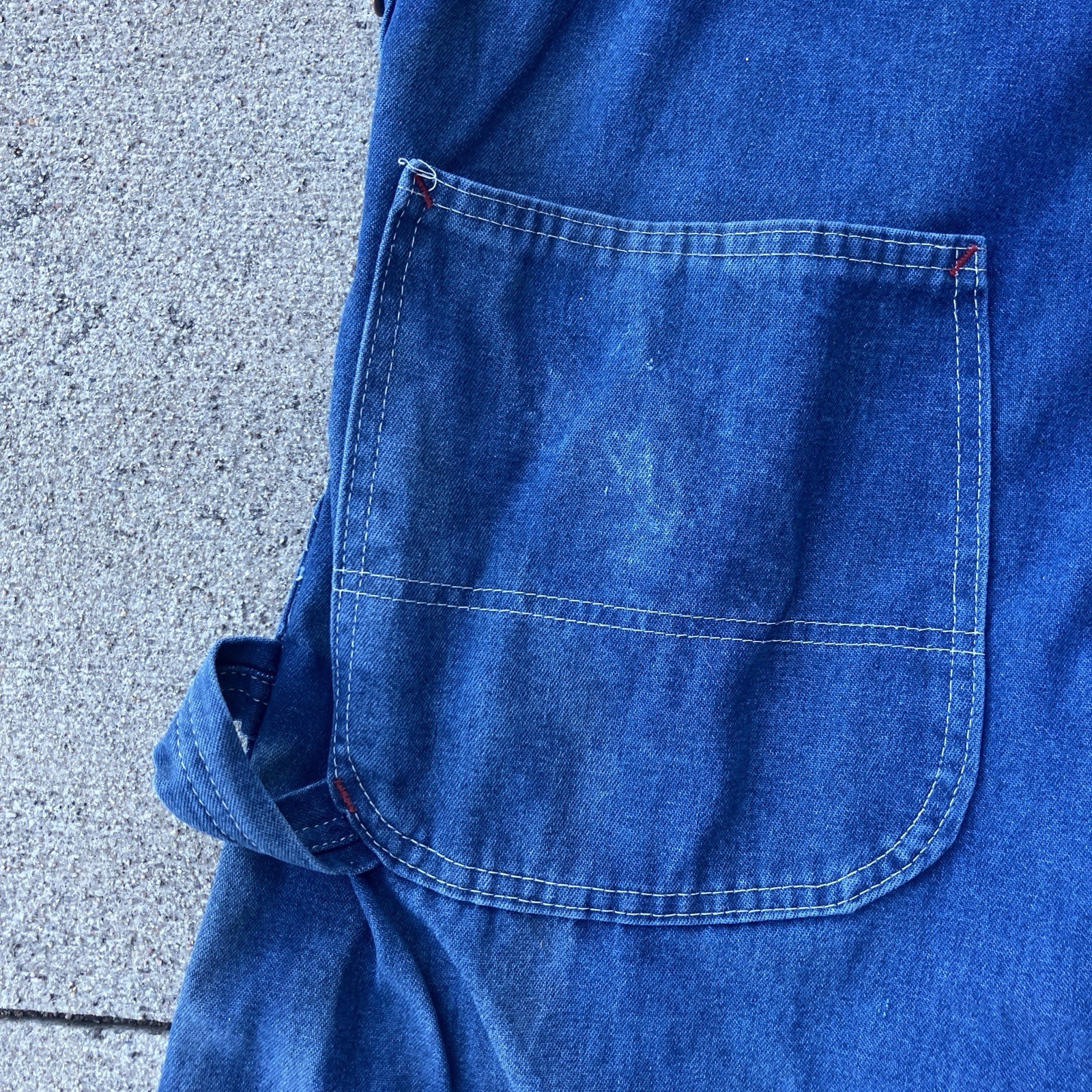 Vintage BIG MAC Square Bak Blue Button Fly Denim Bib Overalls Made In USA. Vtg.