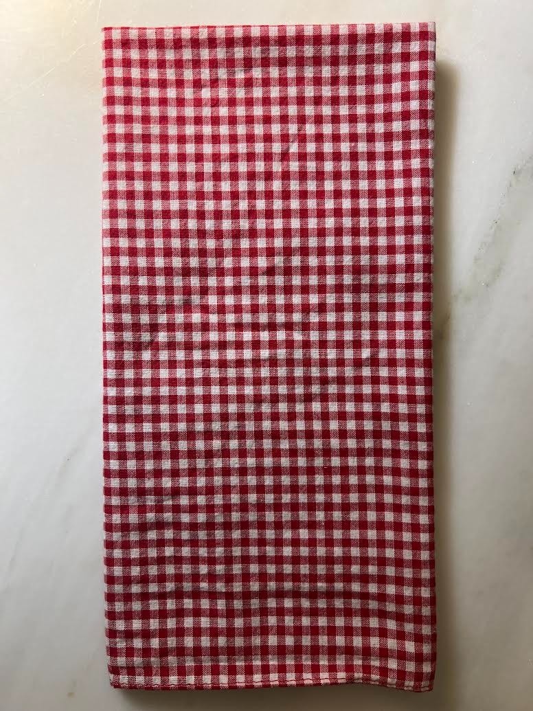 Vintage Gingham Pattern All Cotton Red Bandana USA Head Scarf 20″ x 20″ Inch