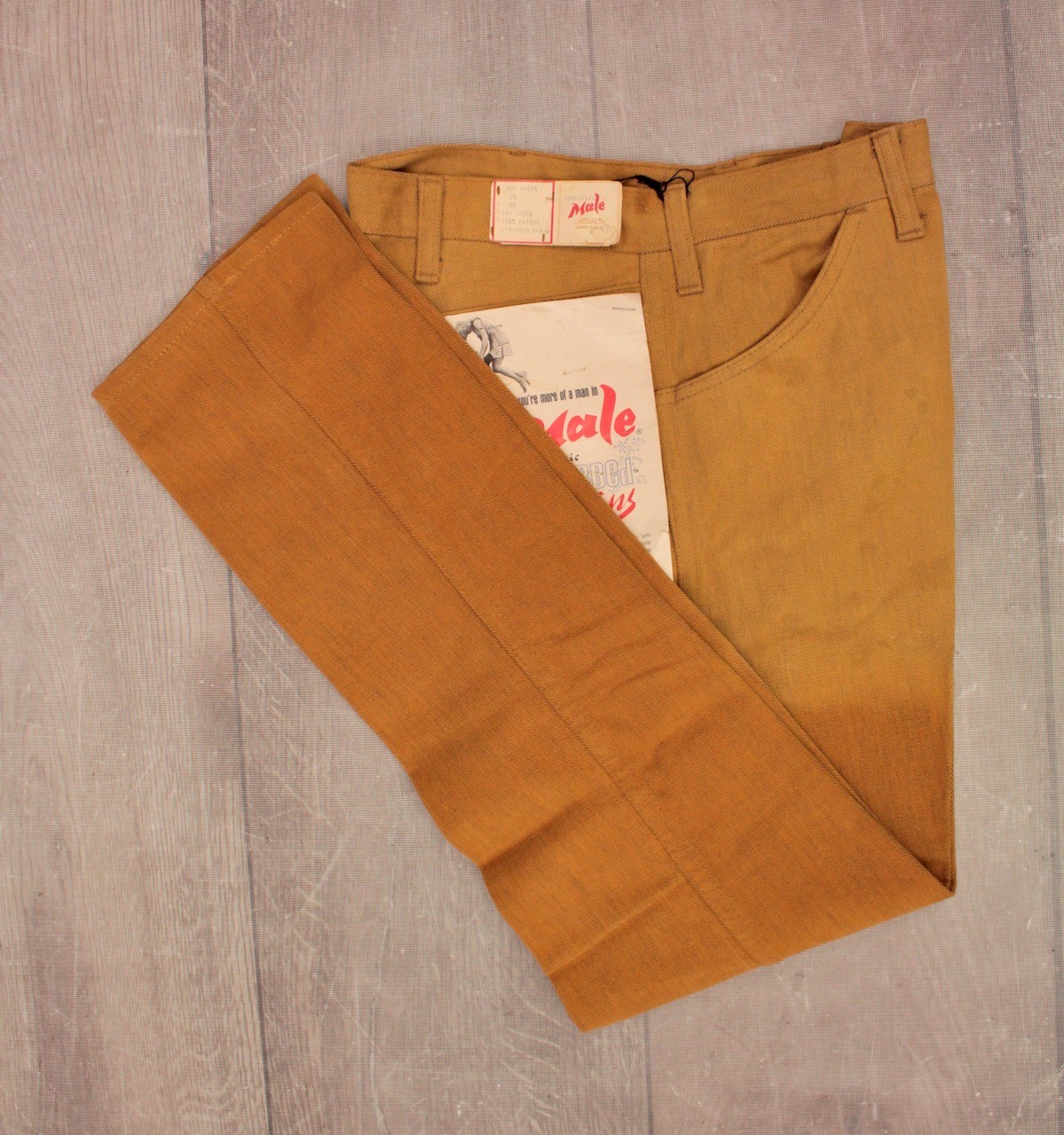 Men’s VTG 1960s NOS Khaki / Tan Tapered Pants Sz 29×30 60s Male Casuals