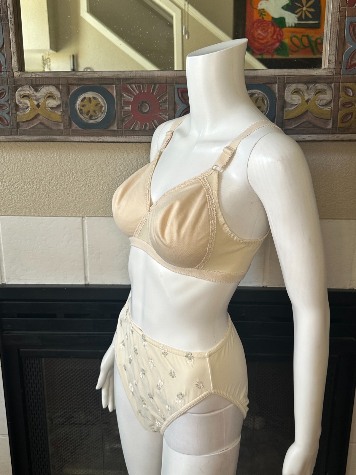 Collectible L Warner’s Flower Charms bottoms matching braziers lingerie set