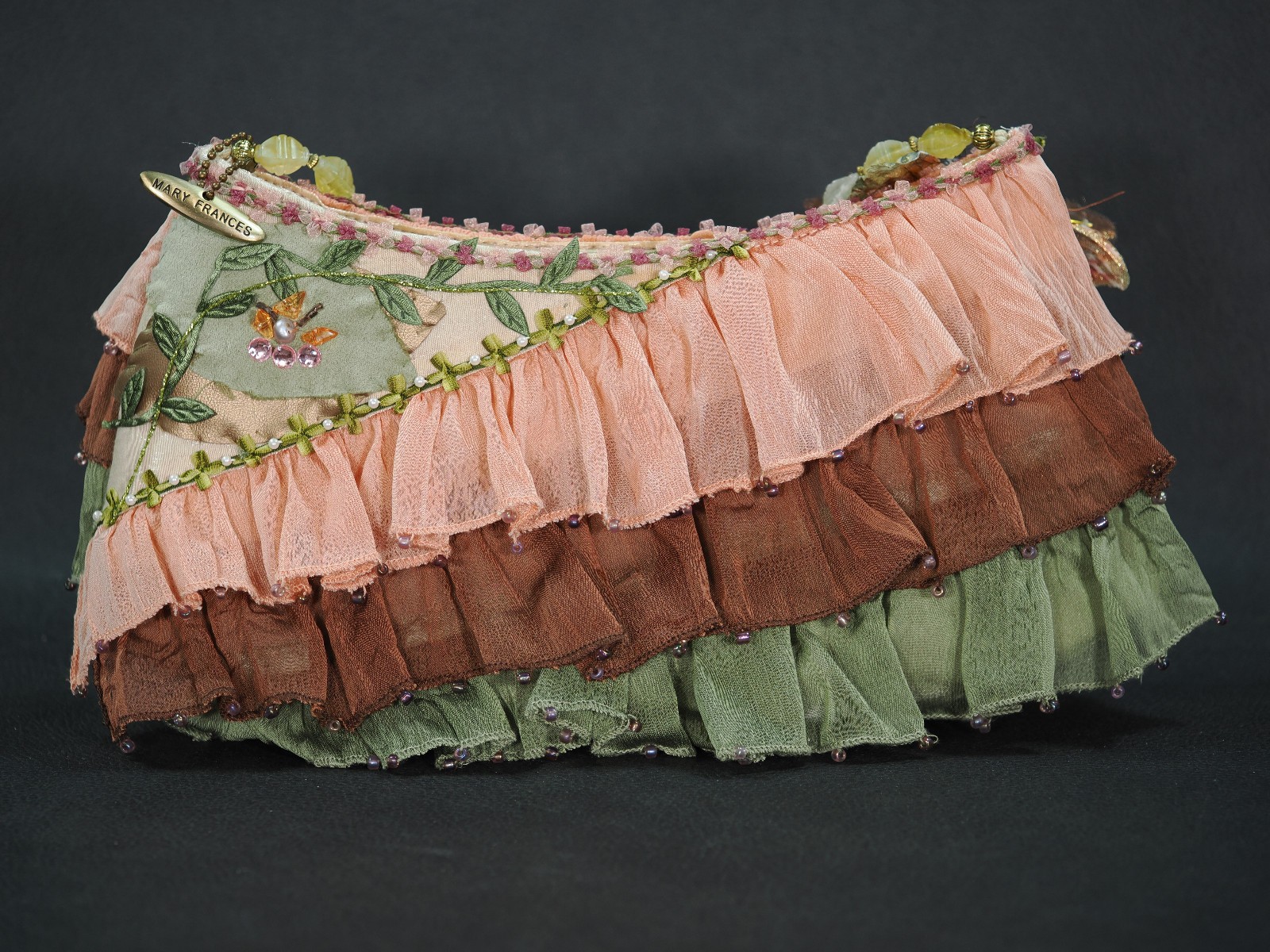 Vintage Mary Frances “Butterfly Ruffles” Ruffled & Beaded Purse Retired