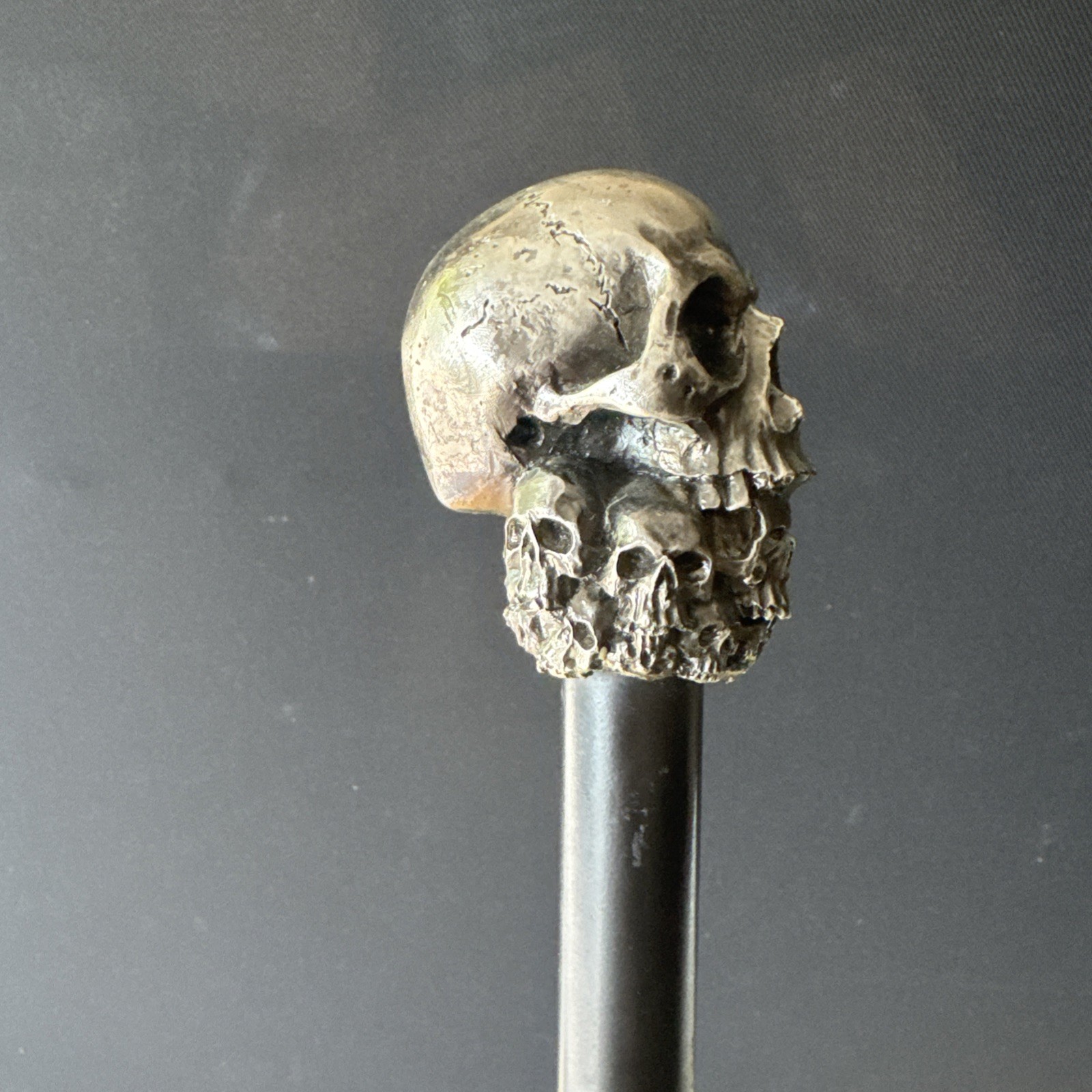 Gothic Skull Cane Metal Walking Stick Halloween Cosplay Staff 35in