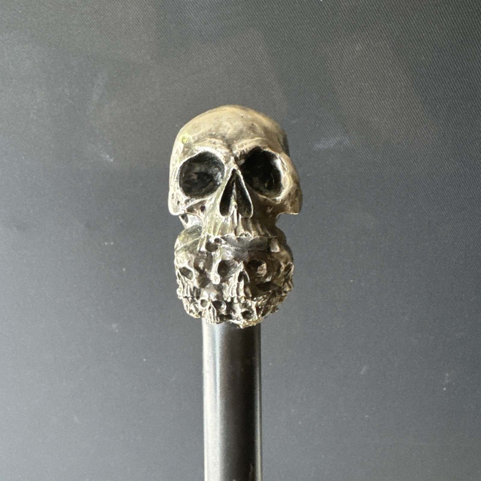 Gothic Skull Cane Metal Walking Stick Halloween Cosplay Staff 35in