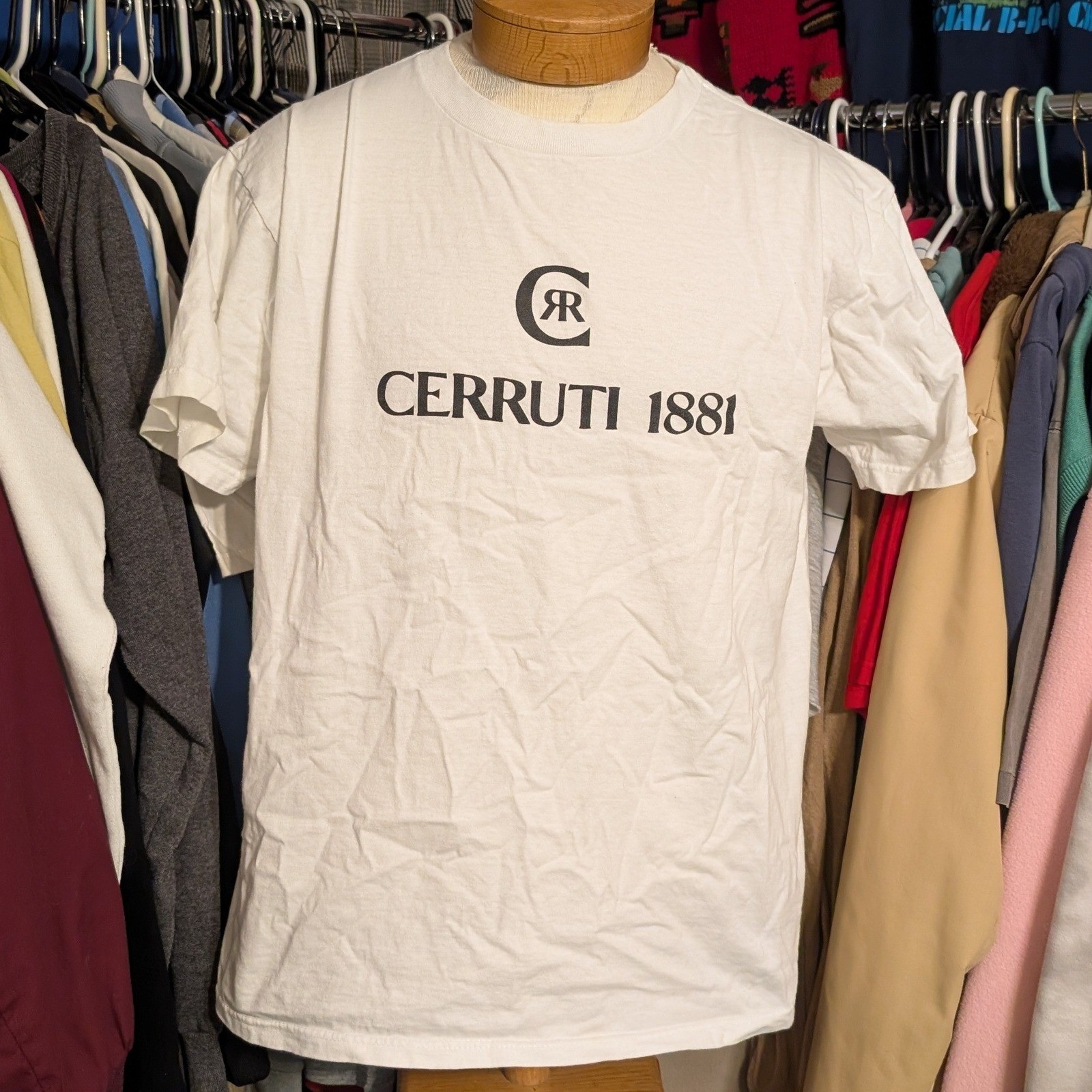 Vintage Cerruti 1881 Logo T-Shirt White Fruit of the Loom Heavy Cotton Size L