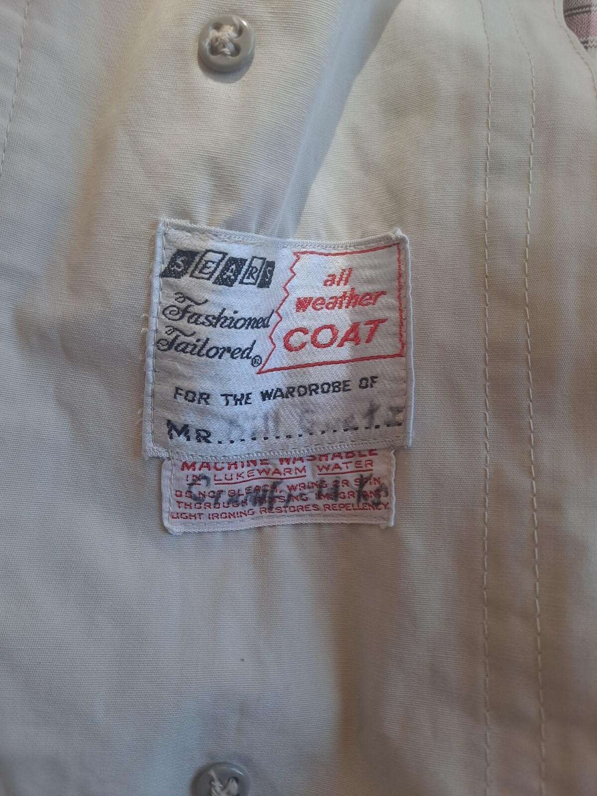 Sears All Weather Coat 40 inches long tan in color