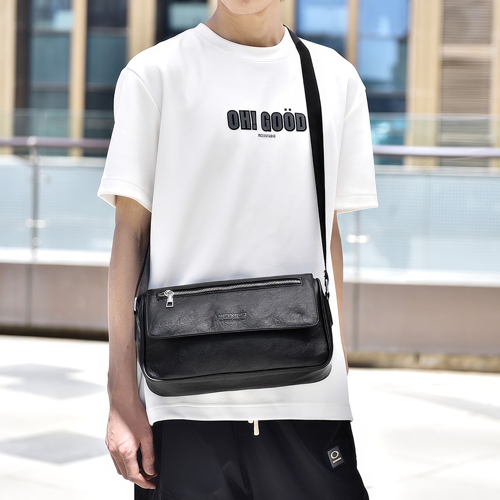 Leather Men’s Crossbody Bag Casual Business Handbag Multifunction Cross body Bag