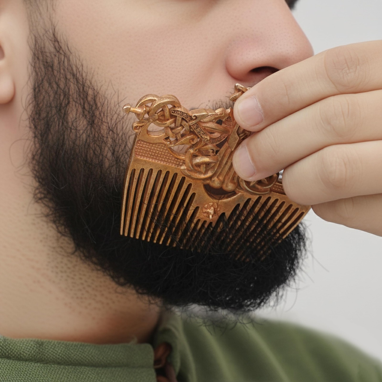 Viking Hair Comb Celtic Knot Beard Comb Bronze Finish Norse Odin Design