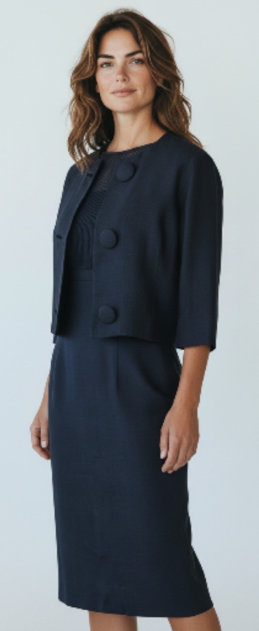 Vintage 60’s Black Illusion Bombshell Audrey Style Dress & Cropped Jacket Set XS