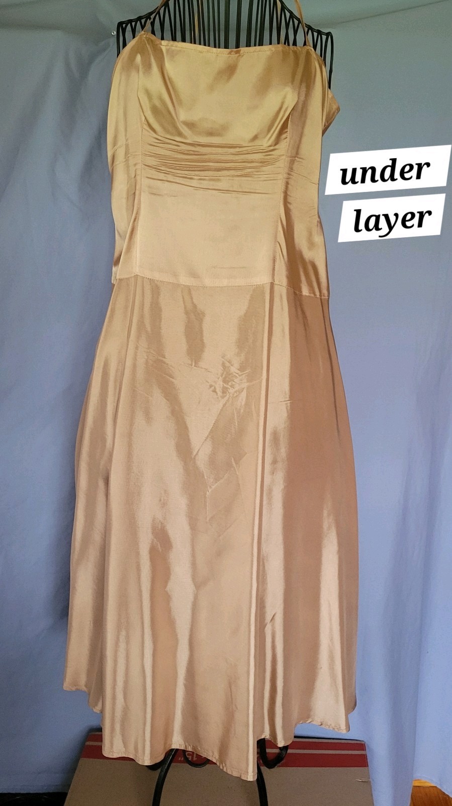 Vtg 80s Dress Sz 14 Sheer Chiffon Lace Prom, Cocktail, Formal Gown & Slip