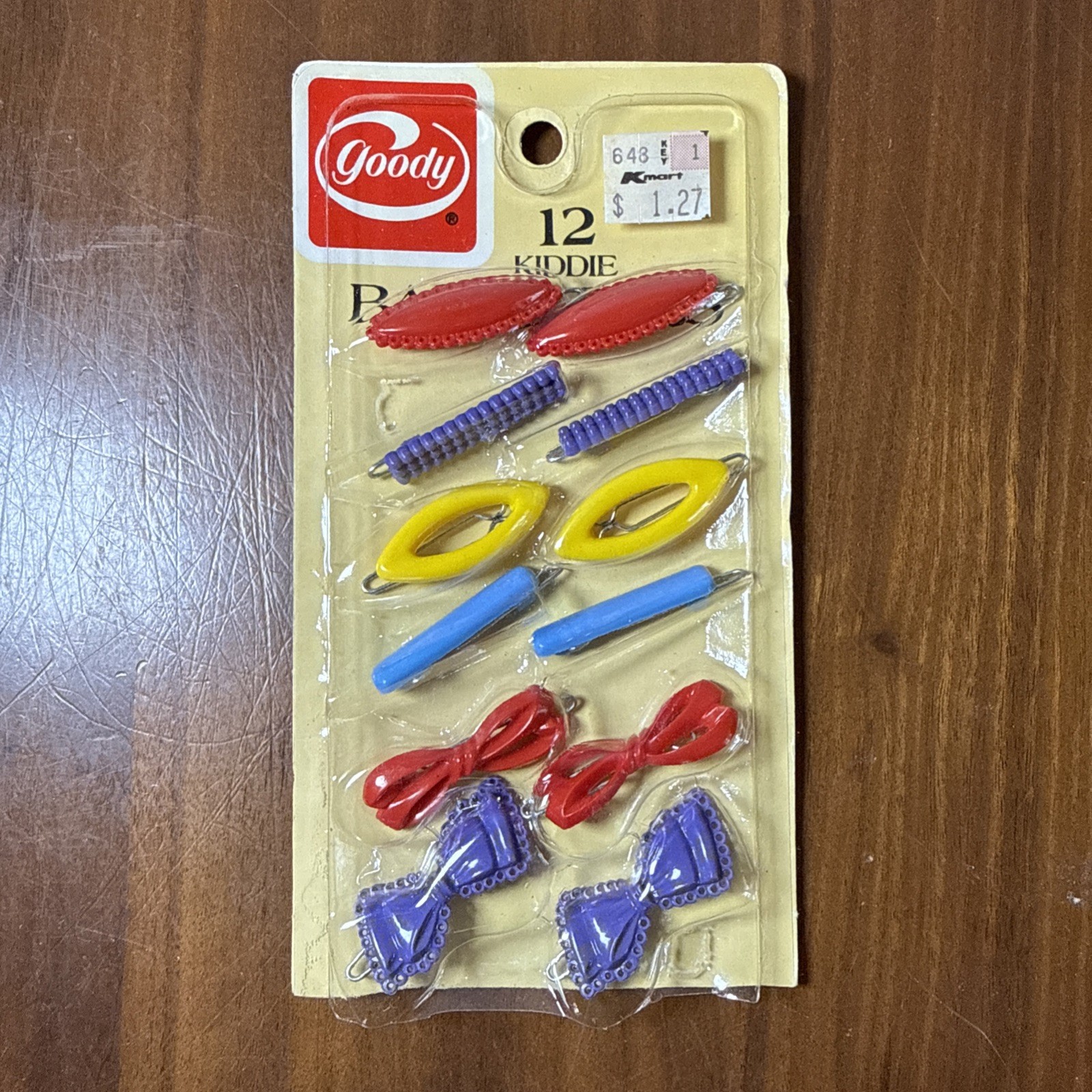 RETRO GOODY KIDDIE BARRETTES ASSORTED COLOR SHAPES IN ORIGINAL PACKAGE Opened