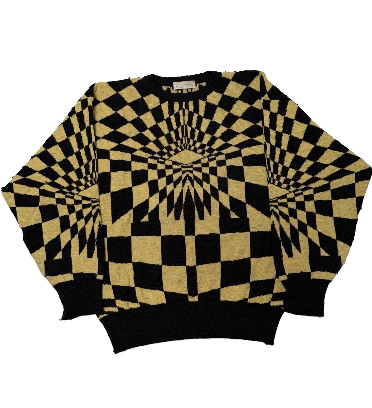 Vintage Versace Sweater 80s/90s Geometric Knit Wool Sz. L