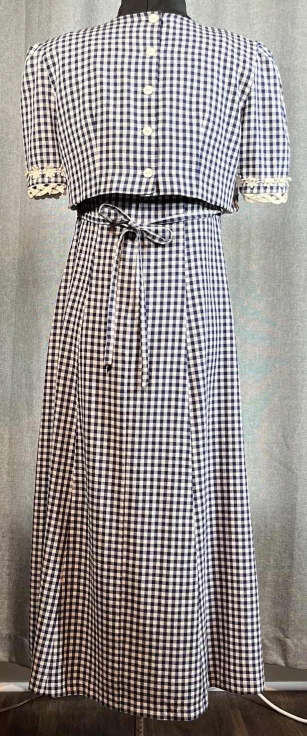 Vintage 1990s Navy White Gingham Cottagecore Prairiecore Dress – 4