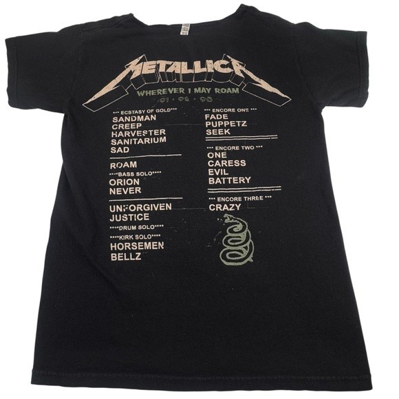 Vtg 1991 Metallica Concert Shirt Women Small Distress Tee Pittsburg Civic Arena