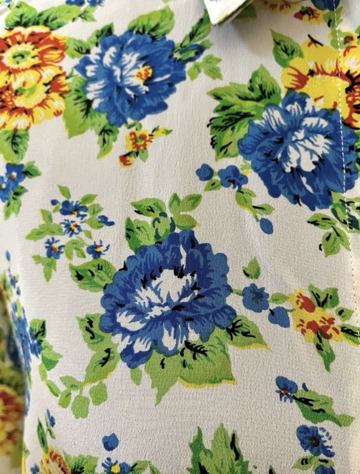 Vintage GIANNI VERSACE Floral Oversized Silk Blouse, Made In Italy, Signed