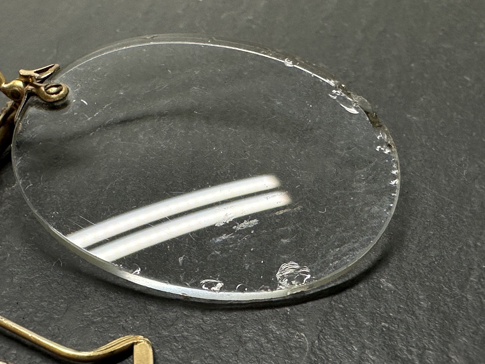ANTIQUE PINCE NEZ RIMLESS GLASSES WITH HAIR PIN M305