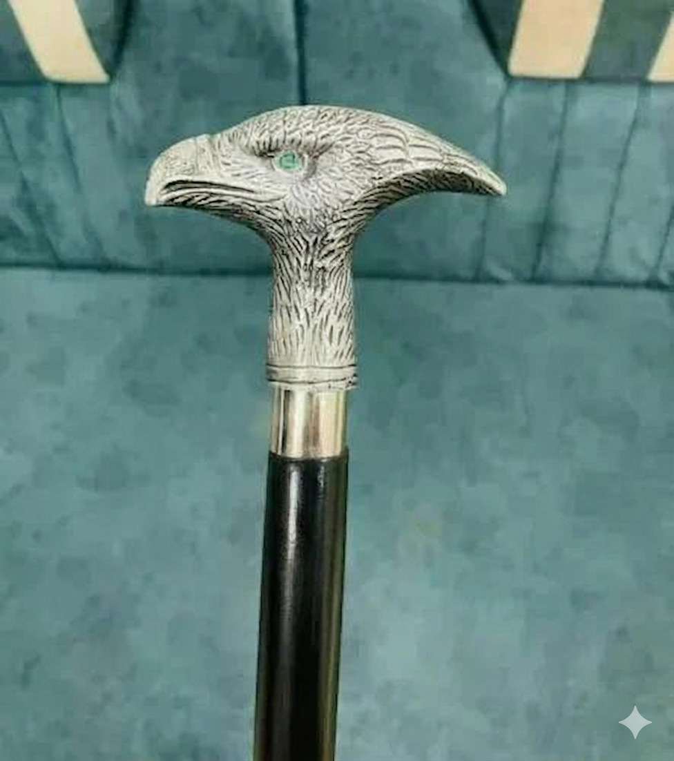 Vintage Eagle Head Brass Handle Wooden Walking Cane Victorian Gift Stick for Men