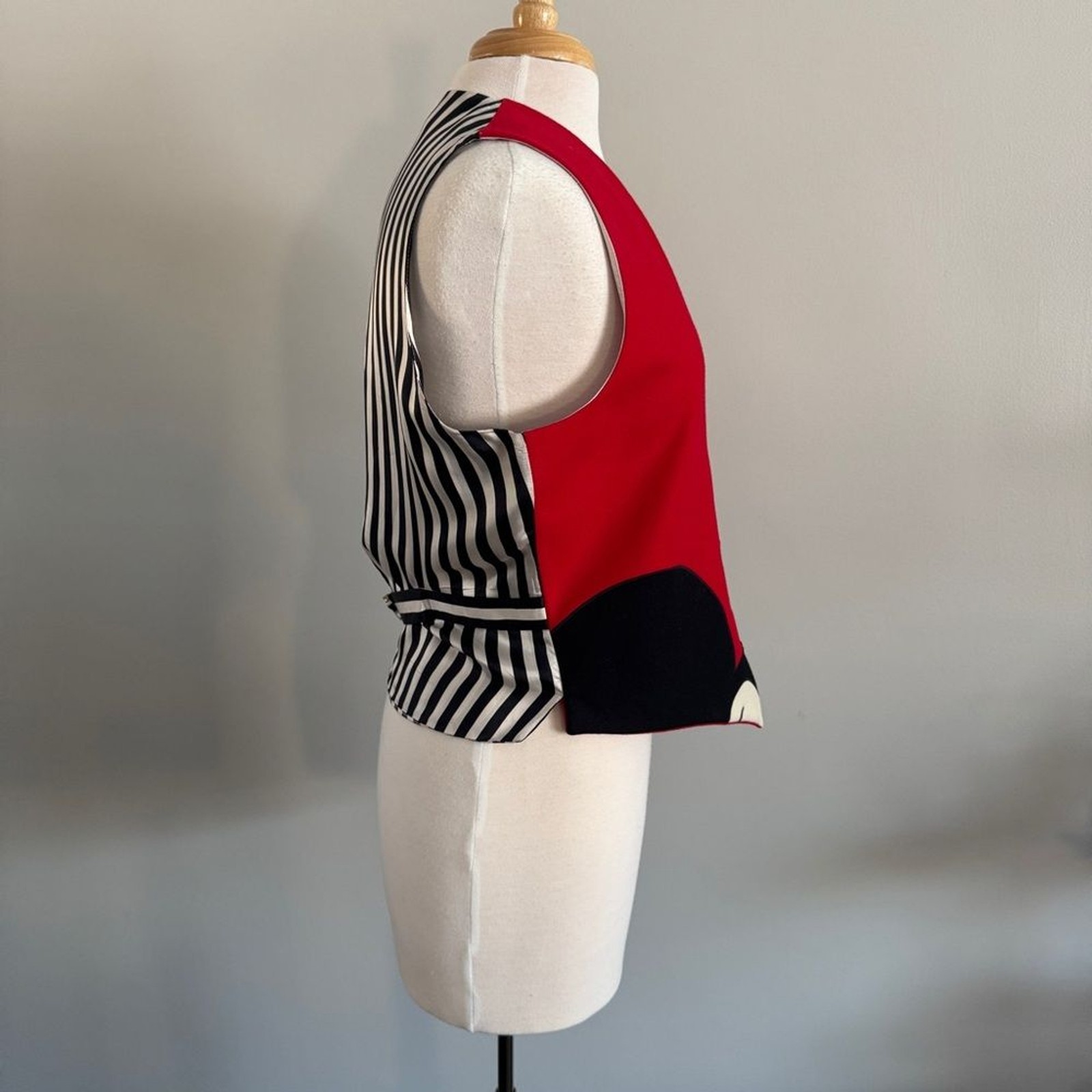 Vintage 1980s Cheap and Chic by MOSCHINO Mickey Mouse Black Red Wool Vest | 10
