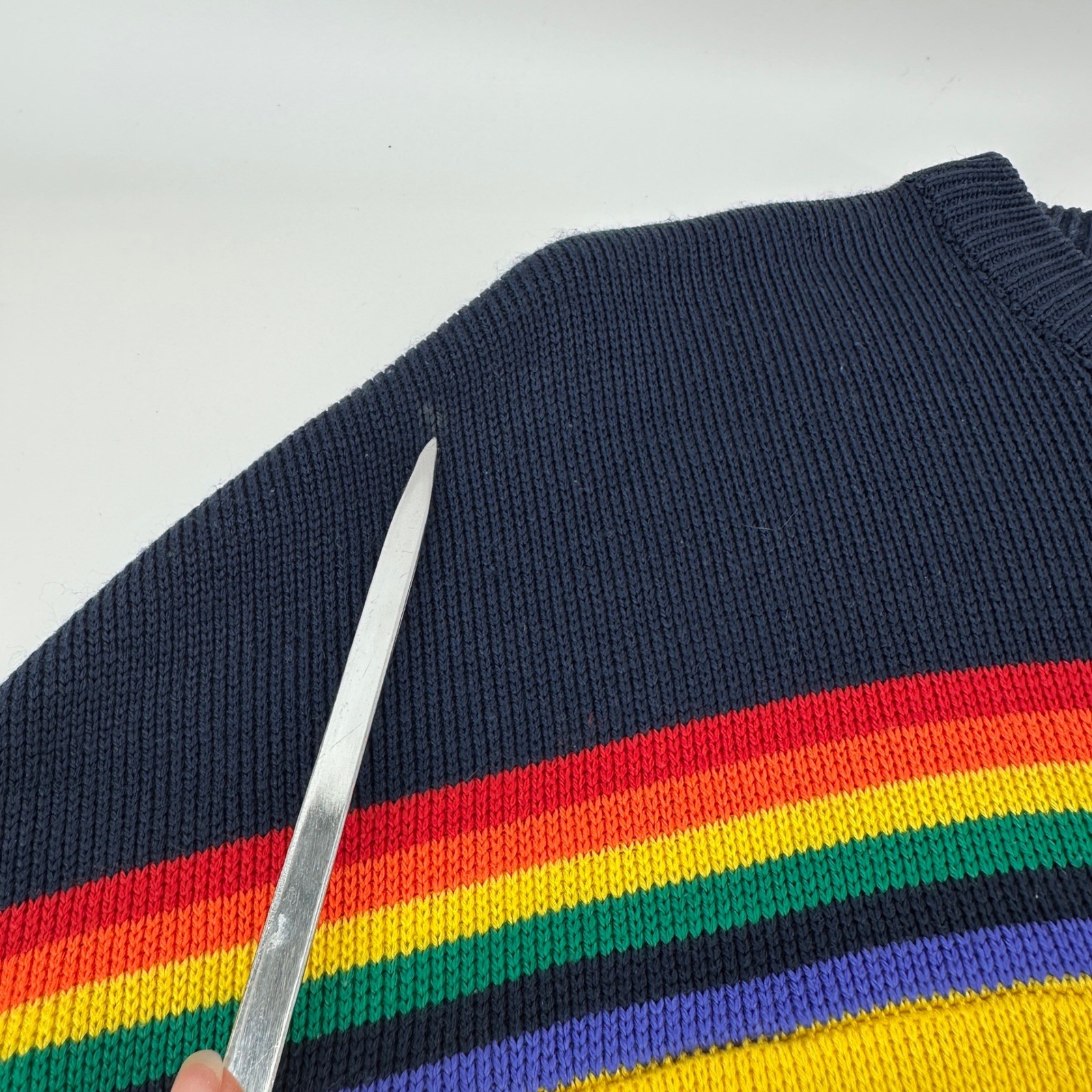 VTG 80s Ocean Pacific Op Rainbow Stripe Sweater Large Stranger Things Surf Retro