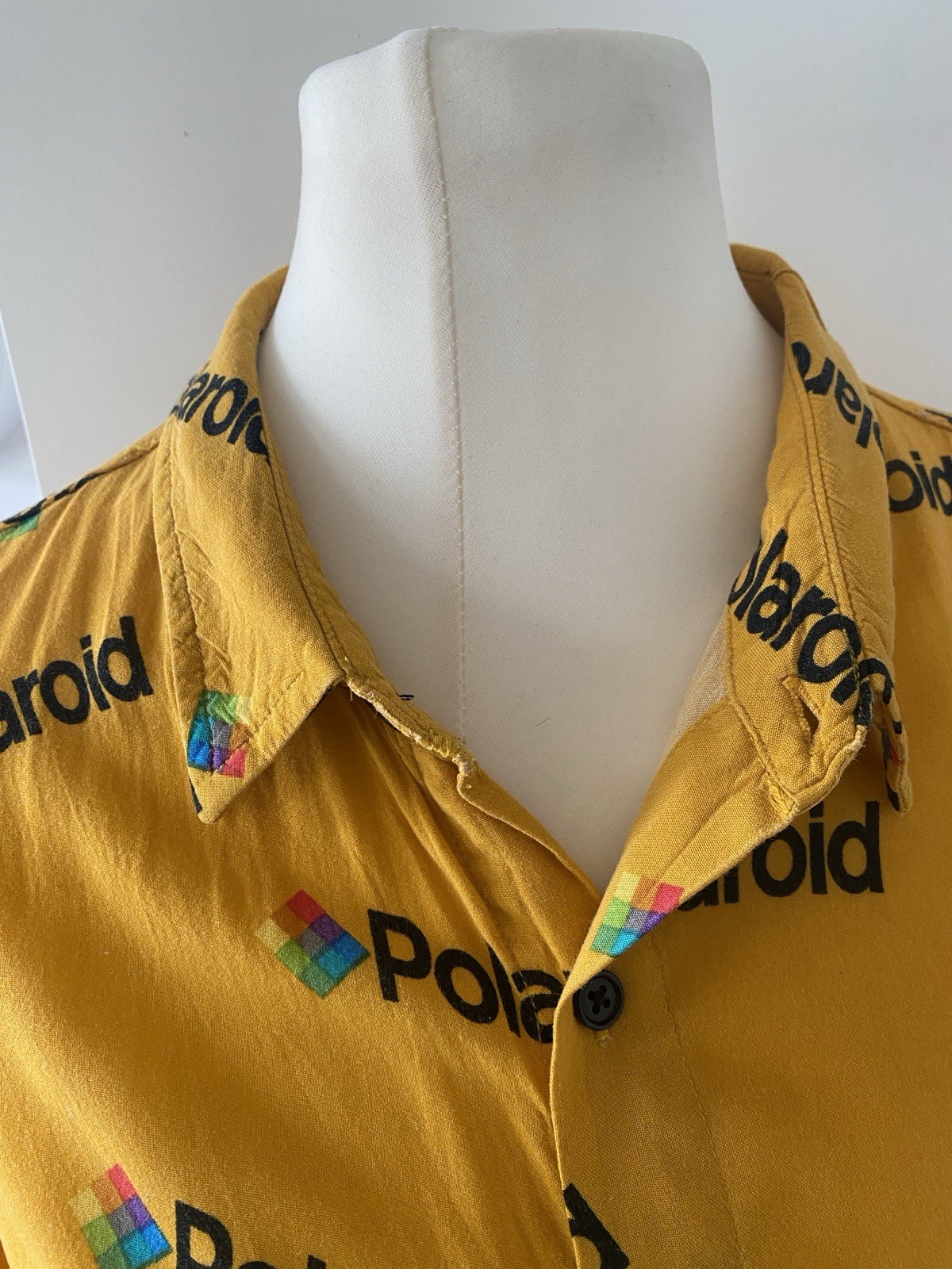 Polaroid Original Single Piece Shirt Retro Vintage L Unisex Cotton Yellow Blouse