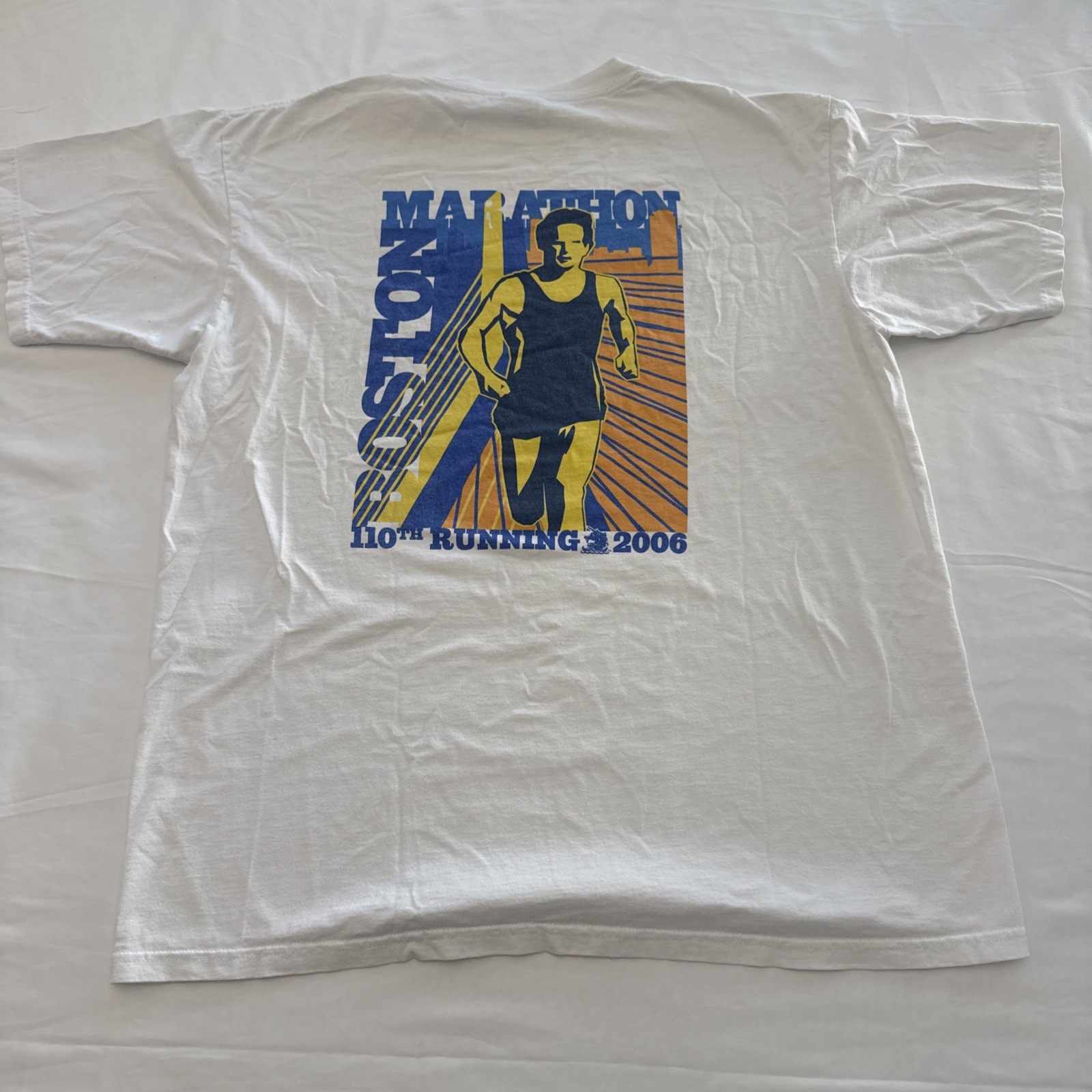 Official Vintage Boston Marathon 2006 T Shirt White Large Running Anvil Tag