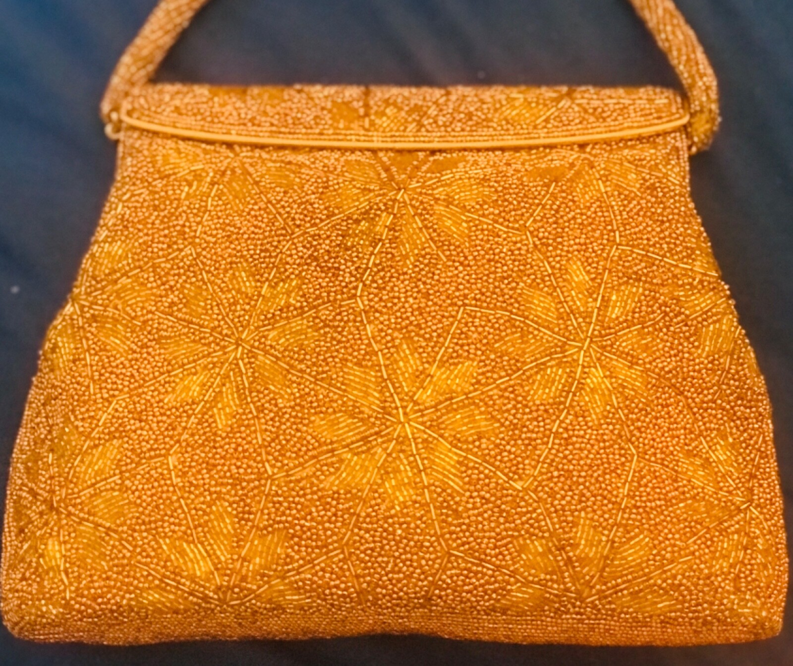 Antique Gold Beaded Evening BAG PURSE Formal Special Occasion Quality Handbag