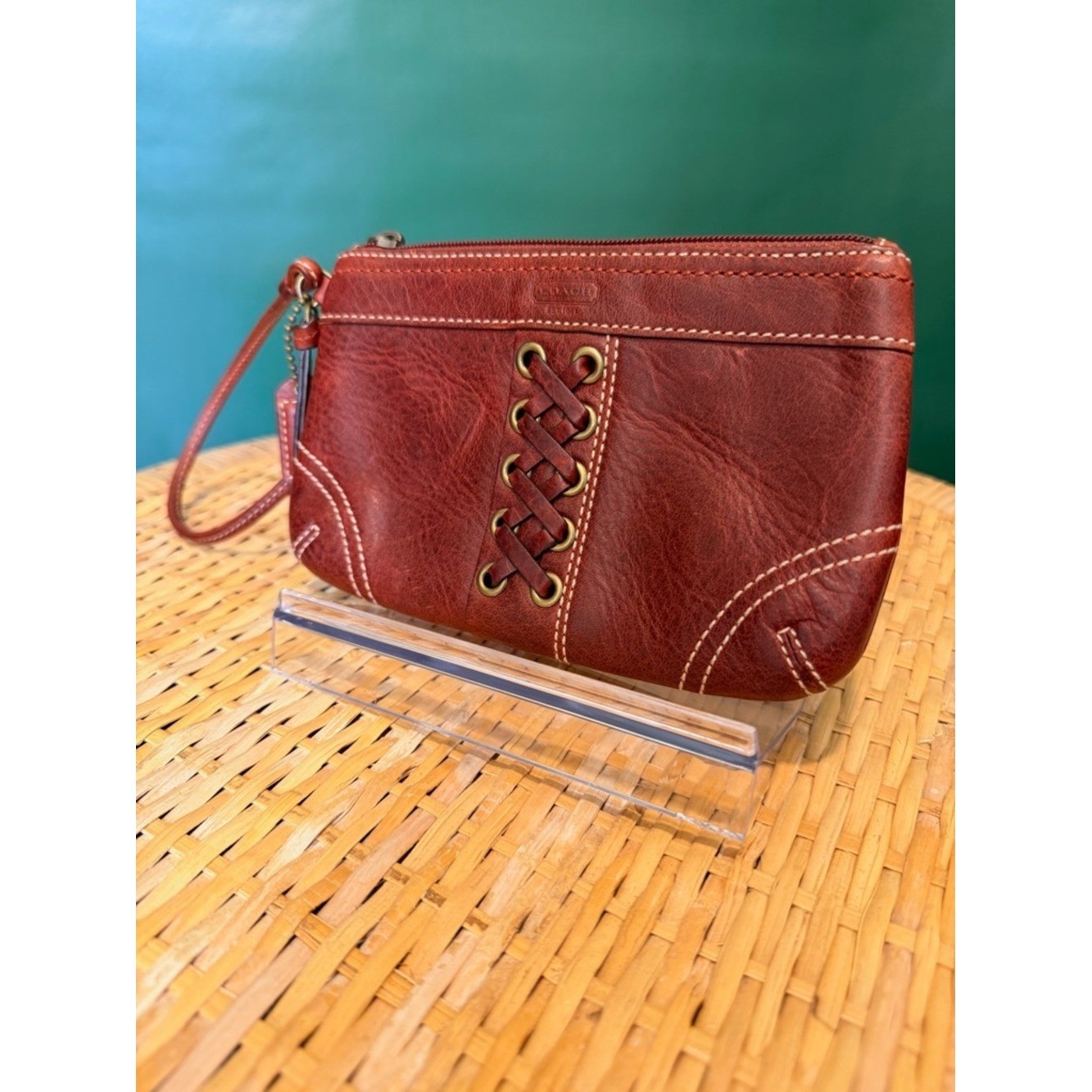 Vintage Coach Corner Zip Wristlet with Lace Detail