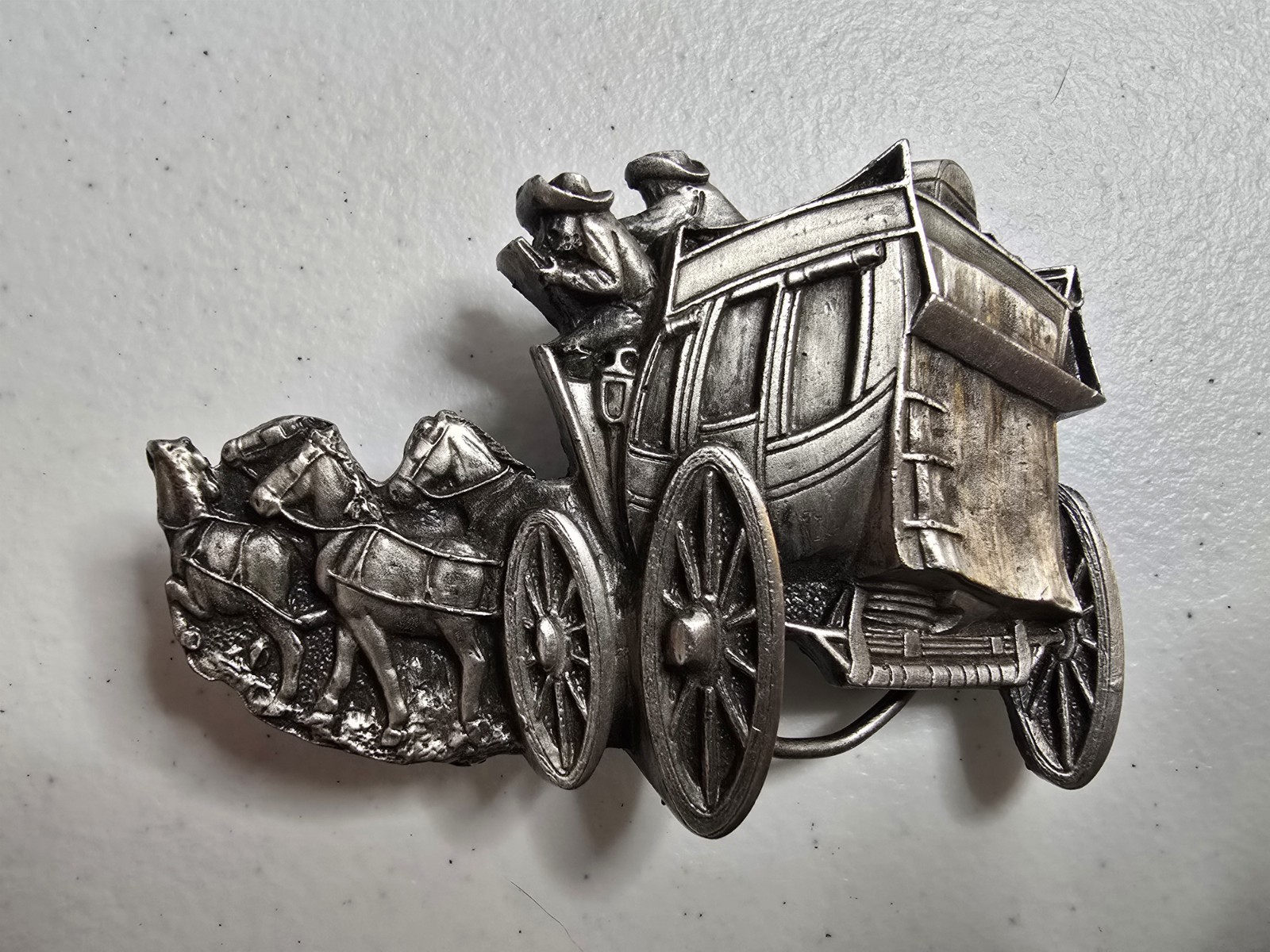 Vintage 1979 Bergamot Brass Works USA Western Stagecoach Horse Belt Buckle M-145