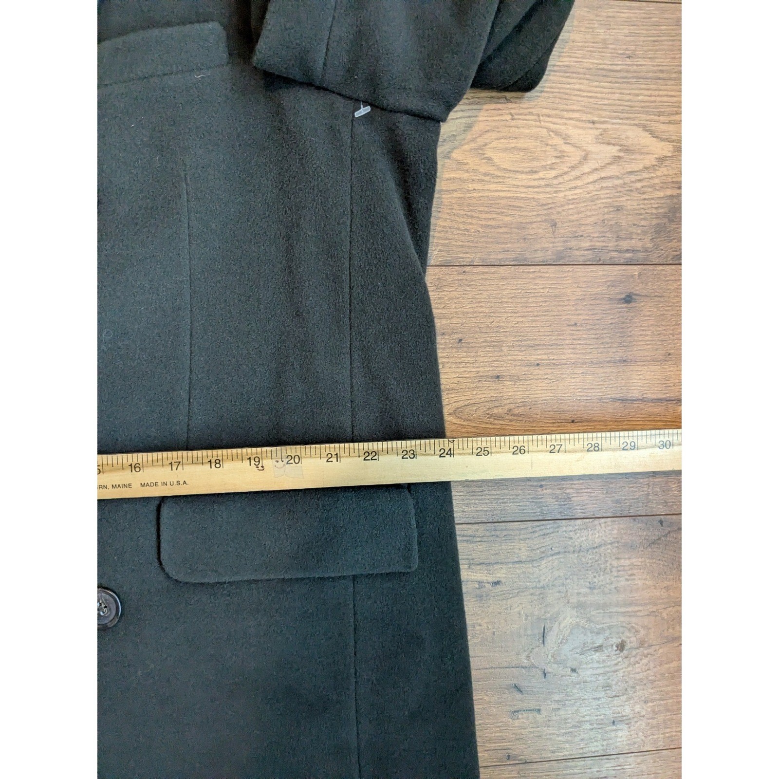 Vtg Chaps Ralph Lauren Mens Double Breasted 100% Lambswool Overcoat Dark Grn L
