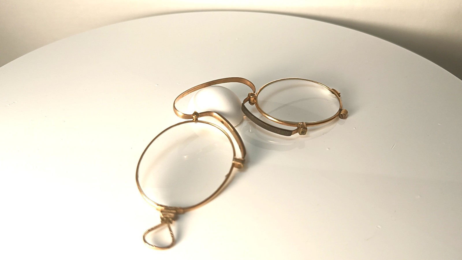 Antique eyeglasses lornette pince nez frame oval 14kt Gold