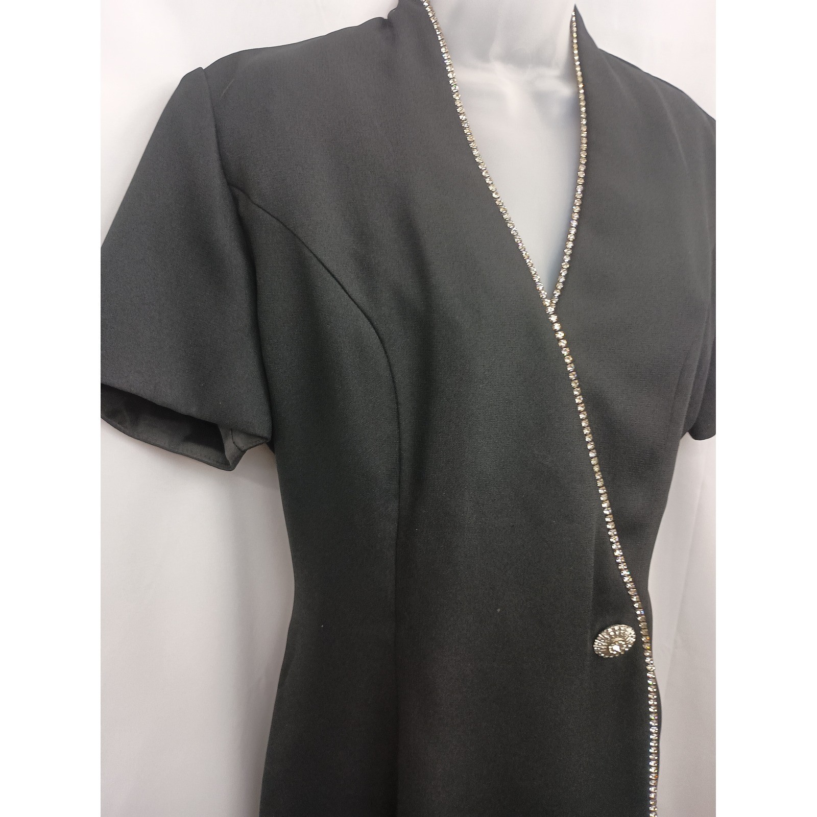 vintage black glam rhinestone church special occasion midi dress size 11-12