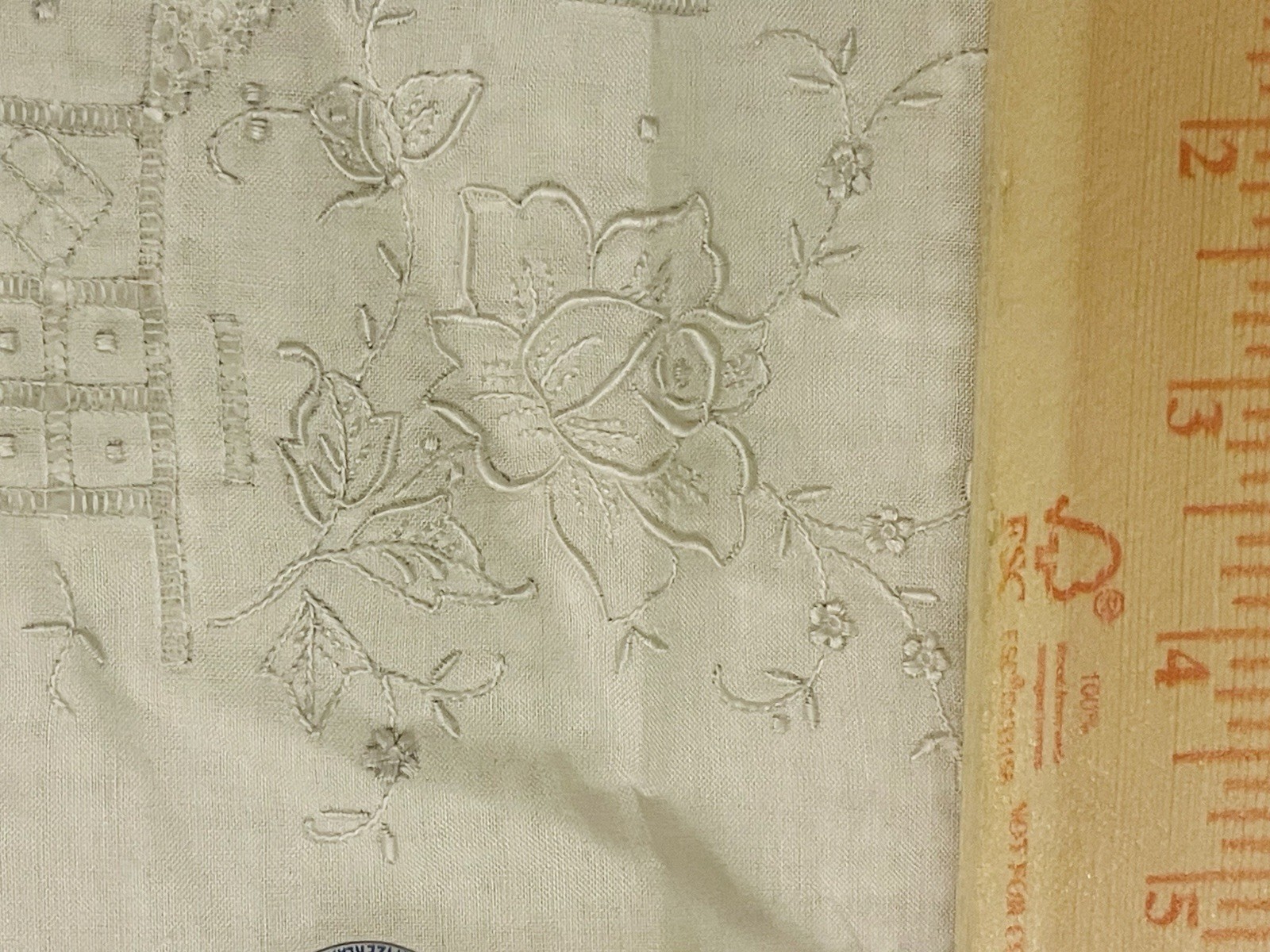 Vintage Whitework Embroidered Handkerchief Baumwolle Cotton