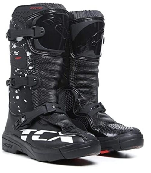 TCX Men’s Biker Boots Motorcycle Boat, Black White, 0.5