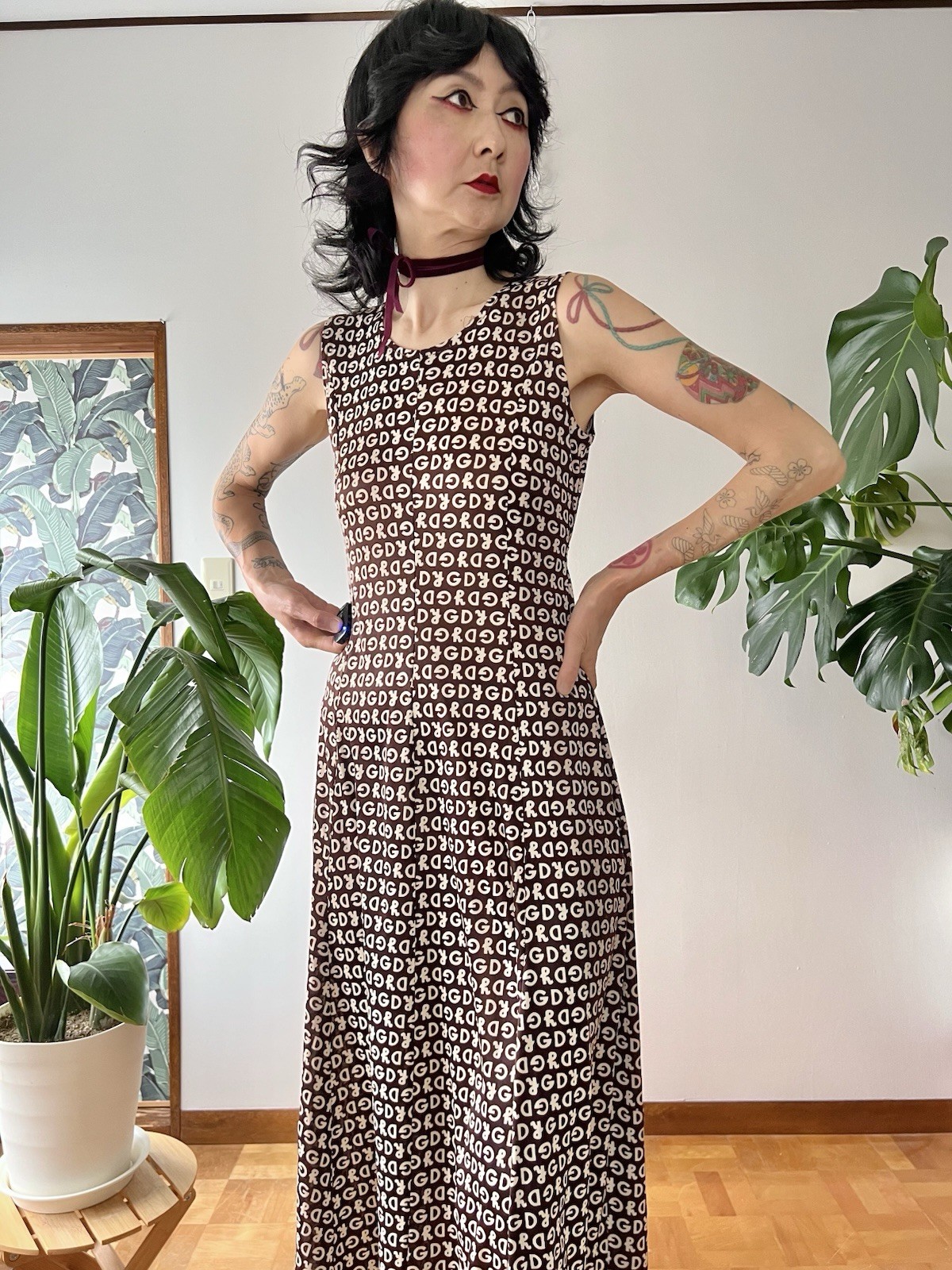Vintage Graphic Novelty Letter Print Stretch Midi Dress XS-L Pop Art 90s 70s