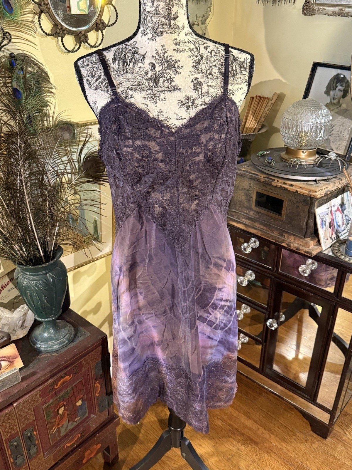 One Of A Kind Vintage Slip Tie Dye Purple Unique Wearable Art Boho Hippie