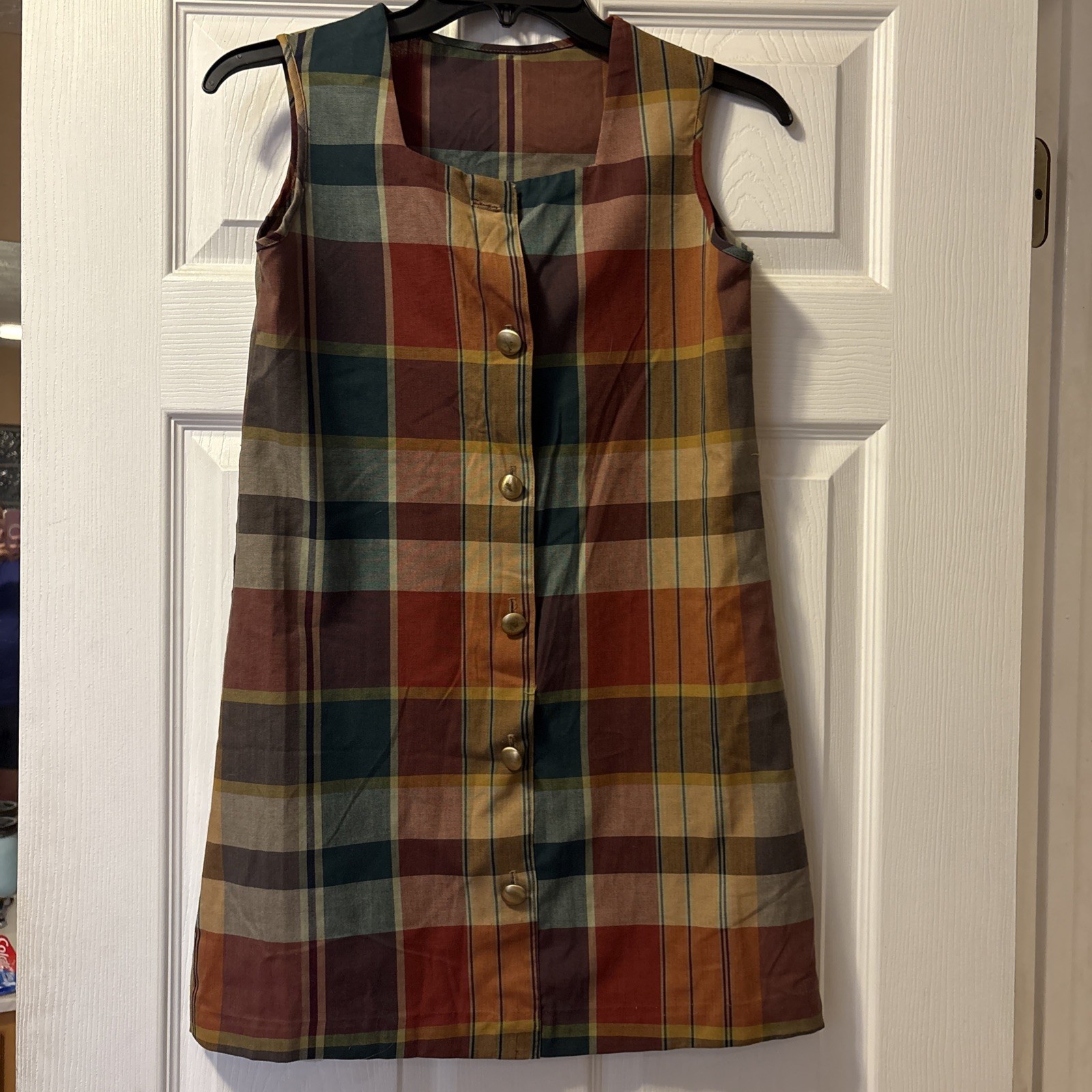 Vintage Mini Dress Handmade, 1960s/1970s Mod Button Down Sleeveless