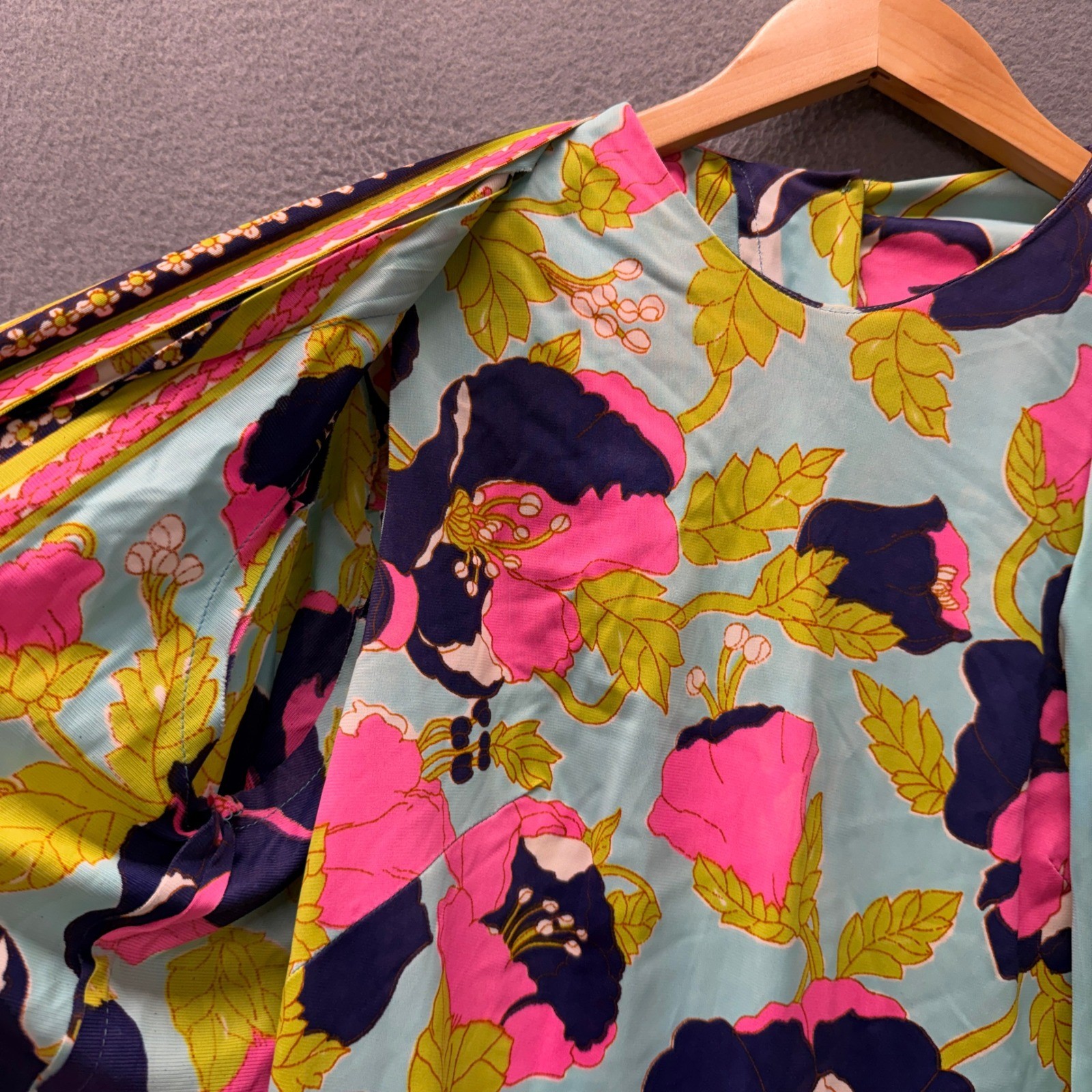 Vintage Lounge Craft Maxi Dress Womens Medium Floral Blue Pink USA Union