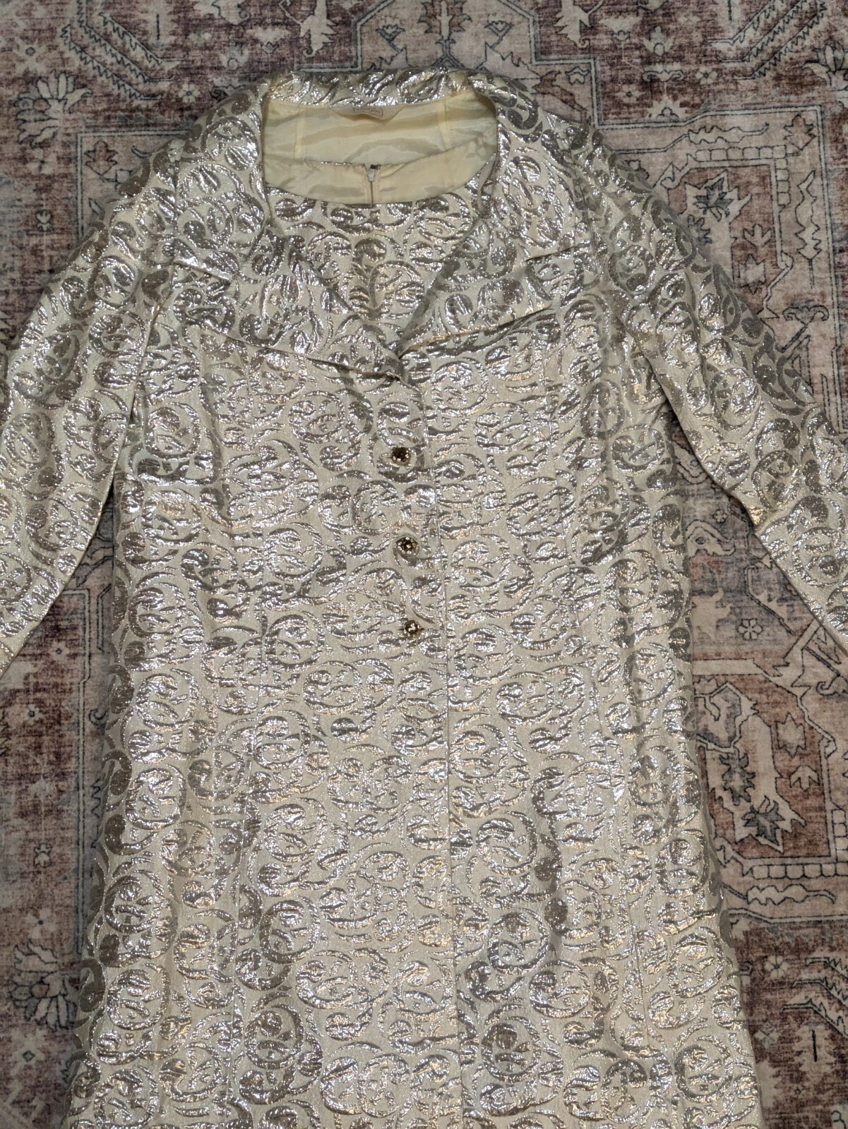 Vintage 60s VOLUP Carol Brent Montgomery Wards Metallic Silver Two Piece 26