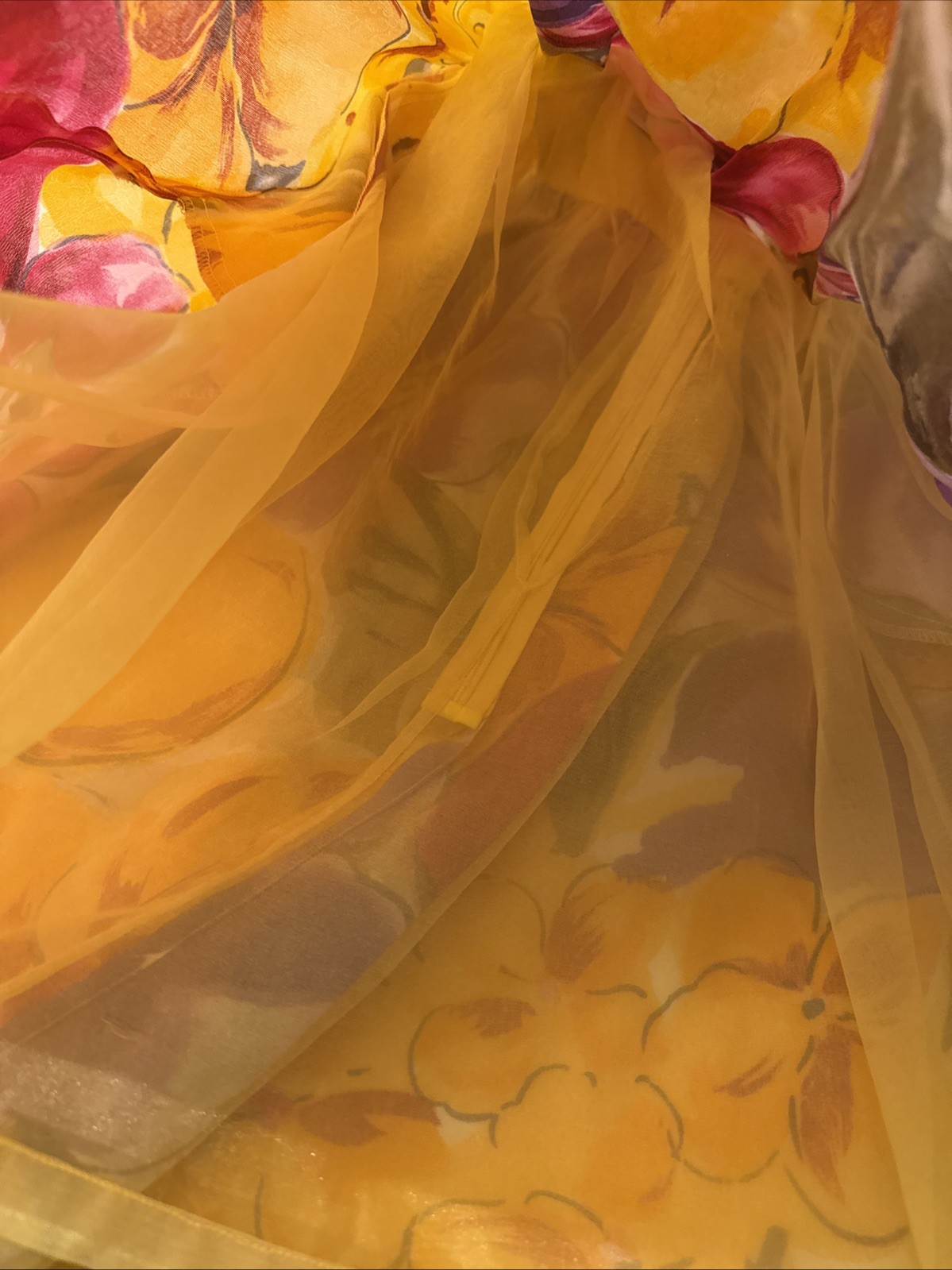 VTG Bill Blass Evening Bergdorf Goodman Dress Silk Organza Watercolor Floral Sz6