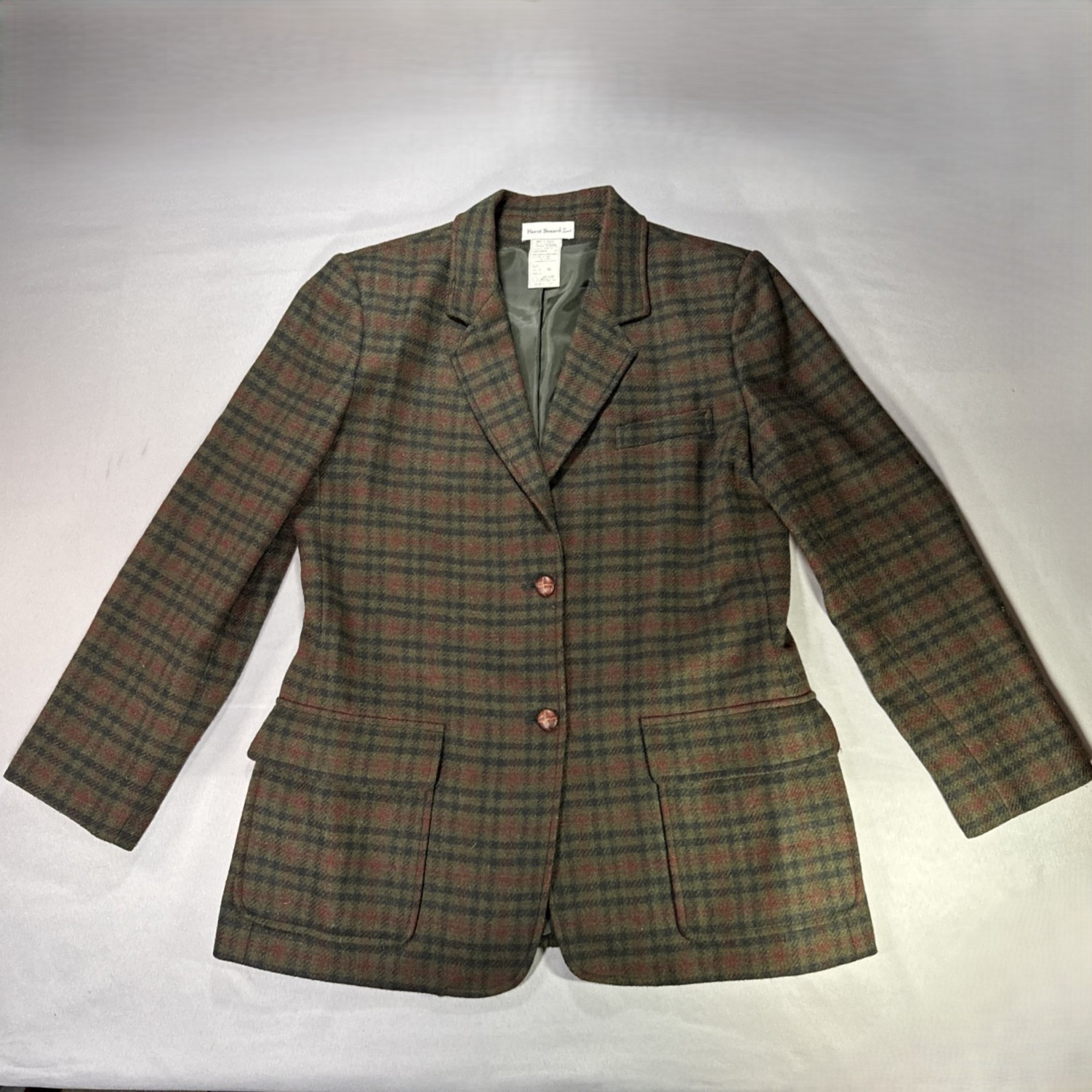 VTG Harve Benard Wool Coat Womens 16 Ukraine Dark Academia Elbow Patches Preppy