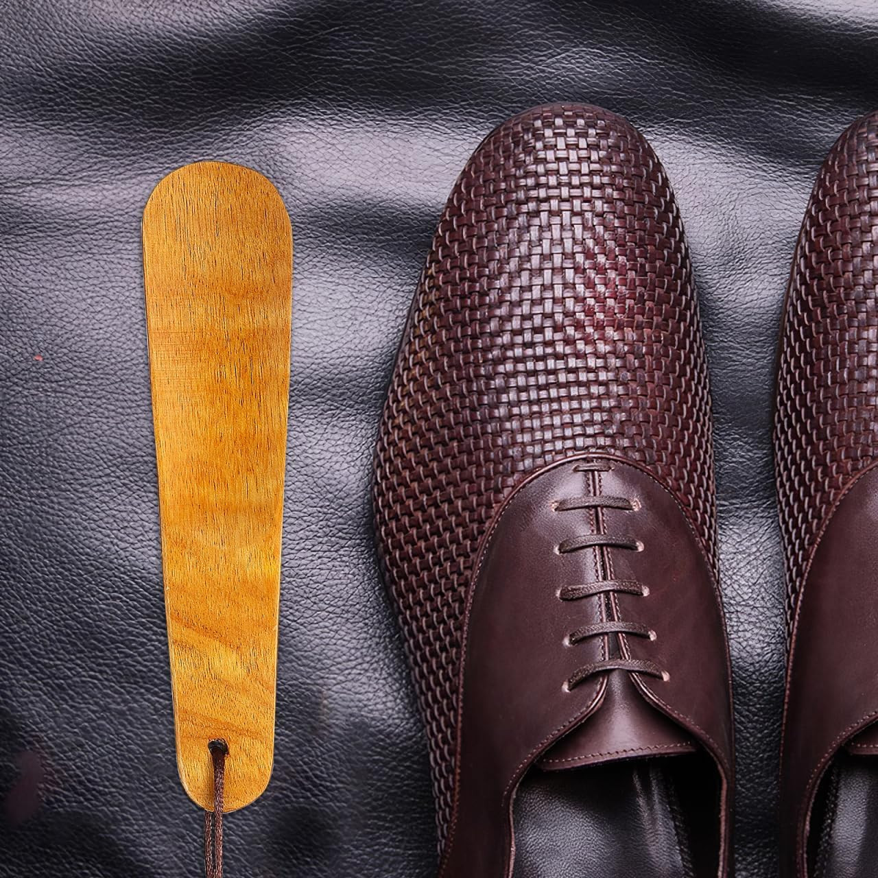 2pcs Wood Shoehorn Long and Short Handle Shoe Horn Shoe Spoon Non Slip Shoe
