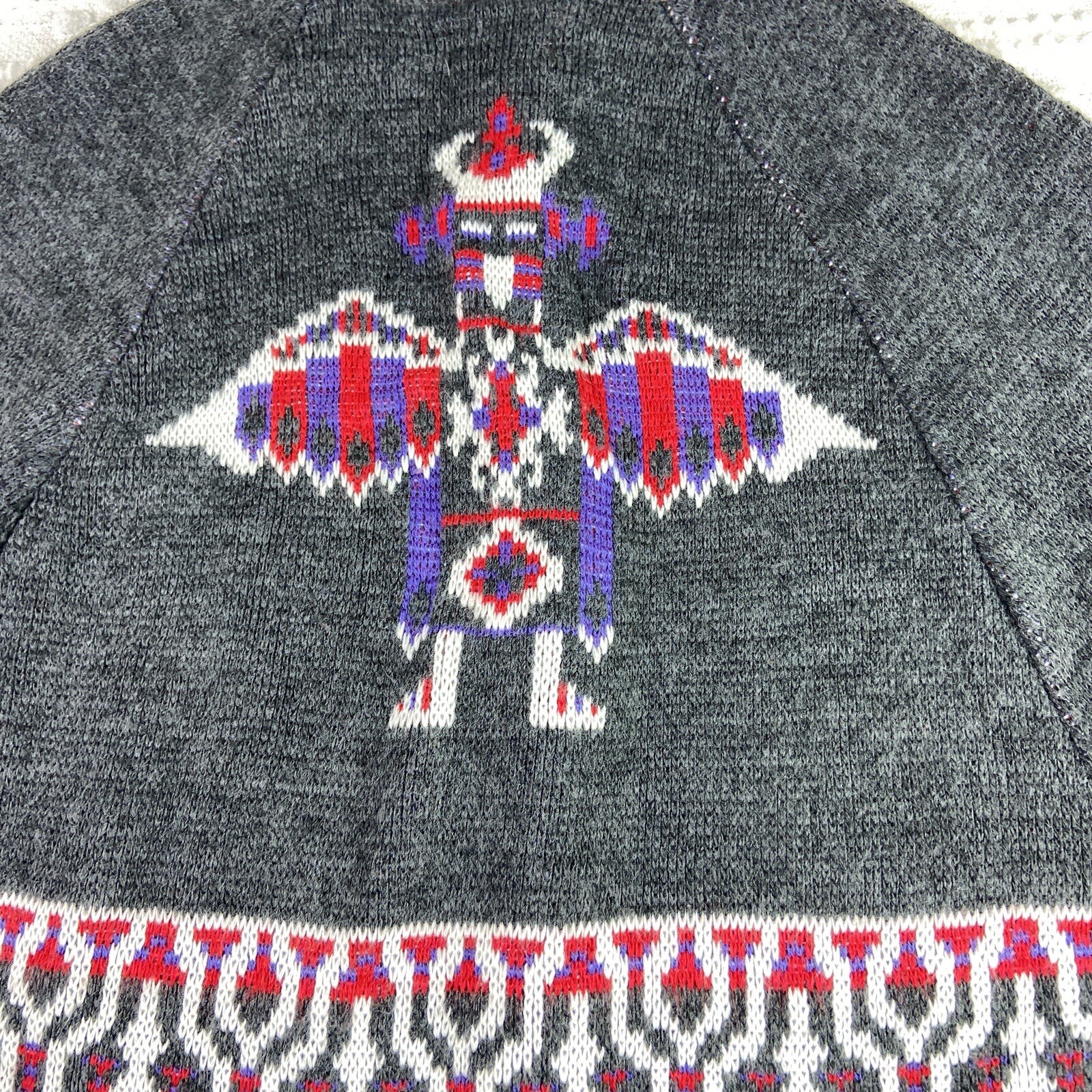 Vtg Sturbridge by Roosevelt Knit Cape Poncho Women’s Size S/M Aztec Kachina 27″