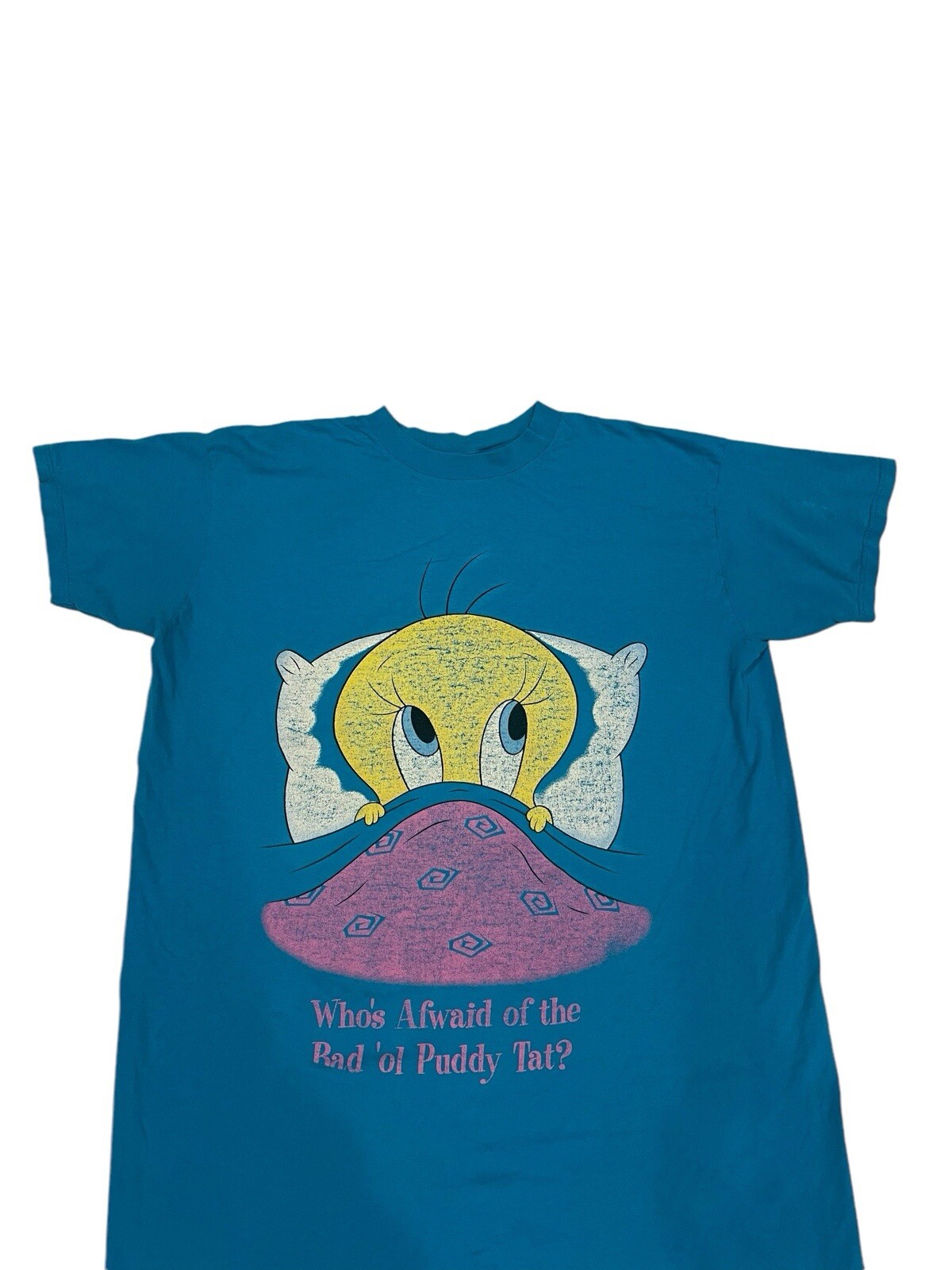 Looney Tunes Tweety Bird Vintage T Shirt Blue Unisex Adults One Size GUC