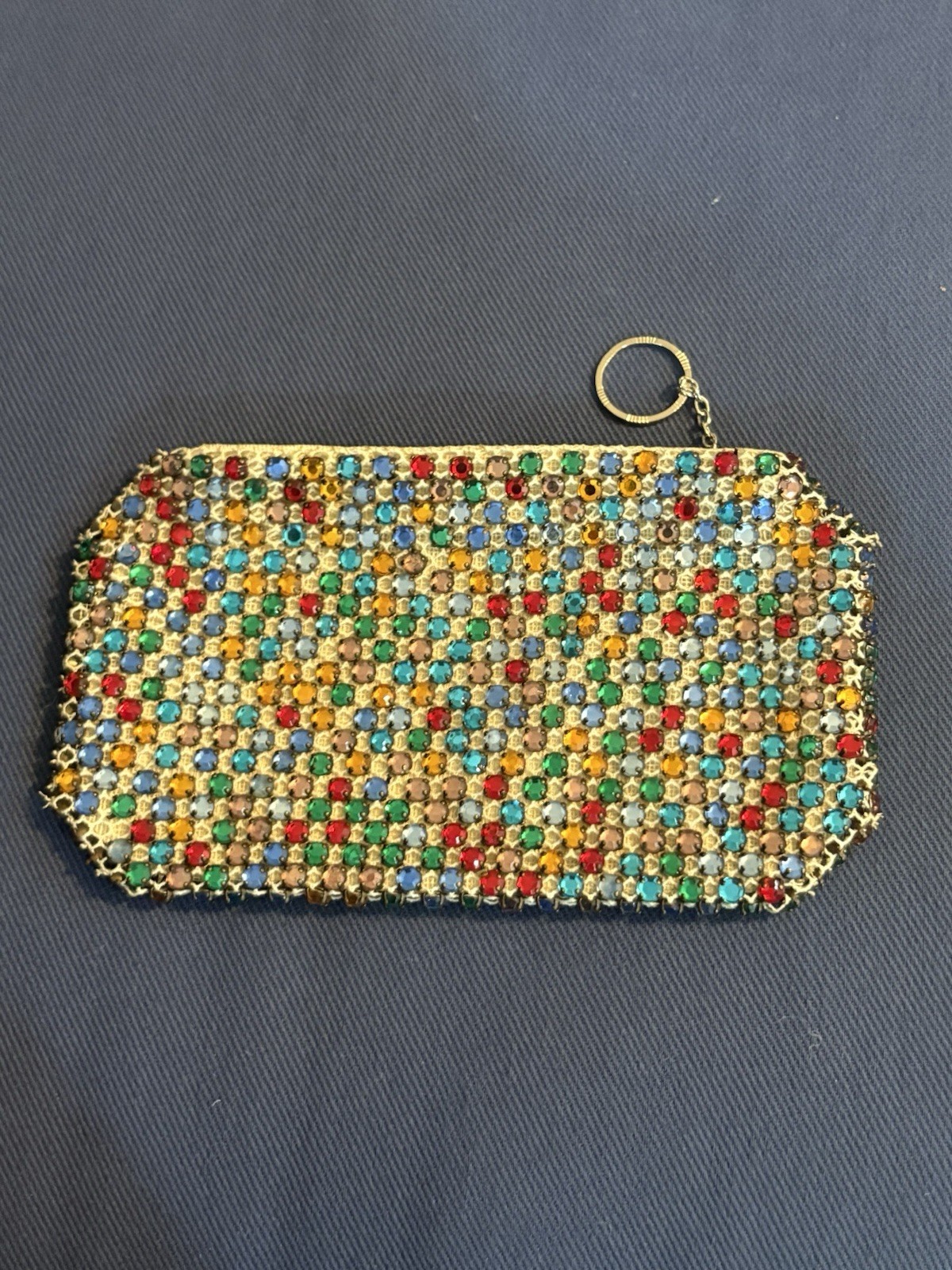 Antique Vintage Made In Czechoslovakia Rhinestone Encrusted Zip Clutch Czech