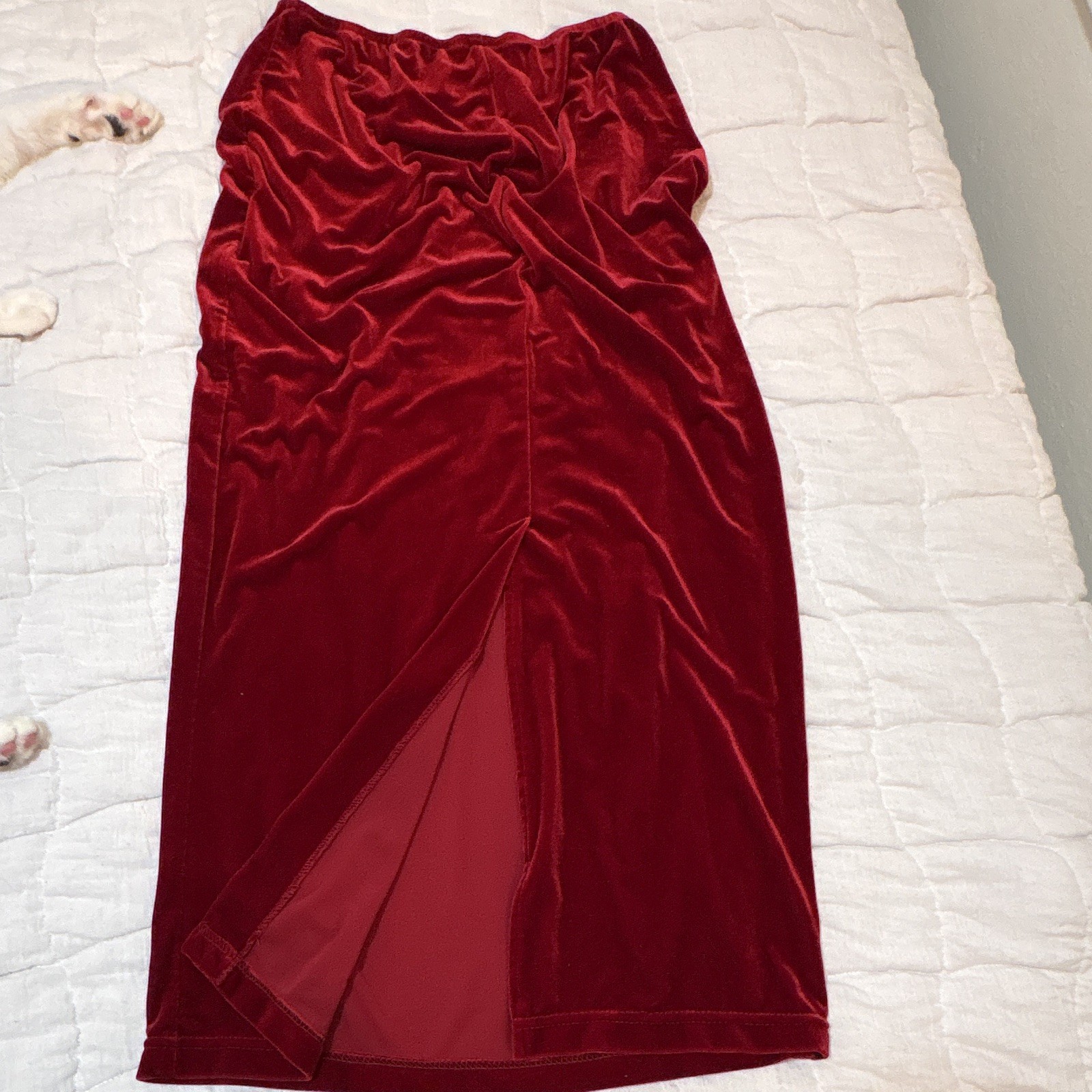 Vtg Vintage Studio Red Velvet Skirt Womens Small Regular Polyester Spandex USA