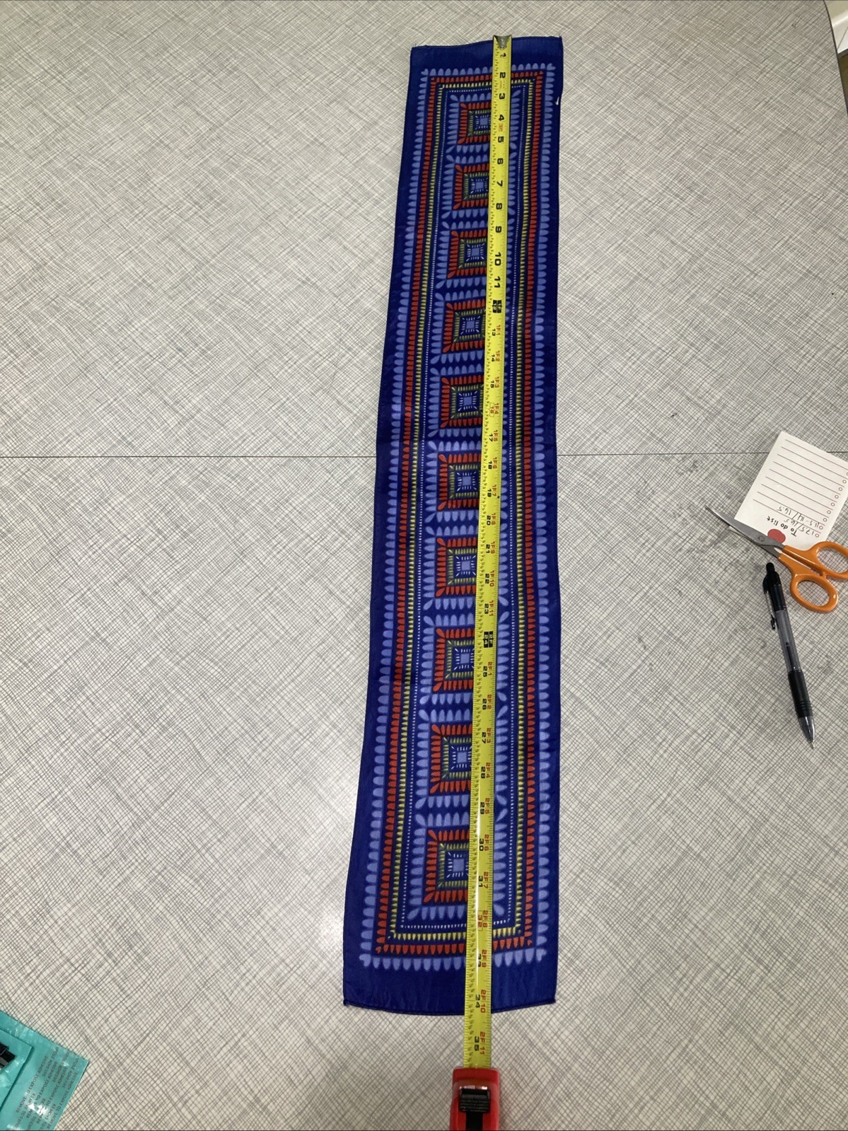 Vtg 1960s Geometric Mini Scarf Mod Acetate Rectangle 6×34” Made in Japan EUC MCM