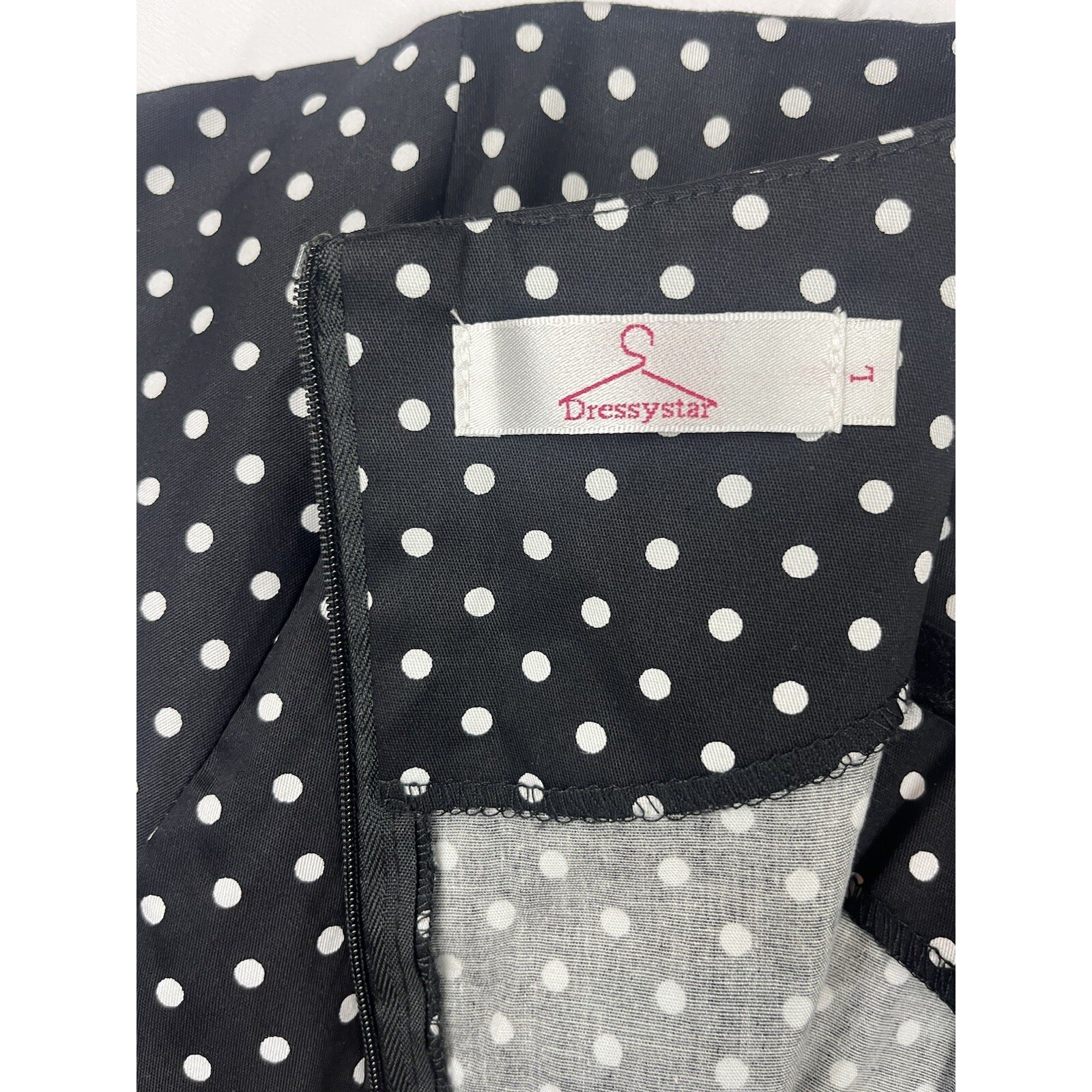 Dressystar Black White Polka Dot Rockabilly Retro A-Line Swing Party Dress Large