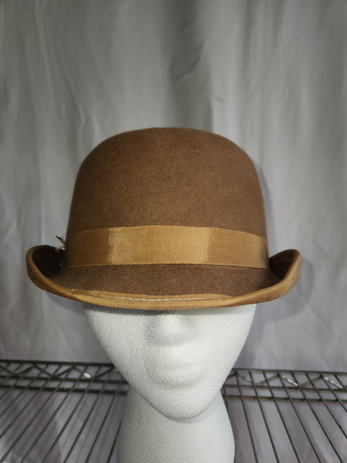 Vintage 1990s Roni Brown Wool Equestrian Derby Bowler Hat Size 7 (22 Inches)