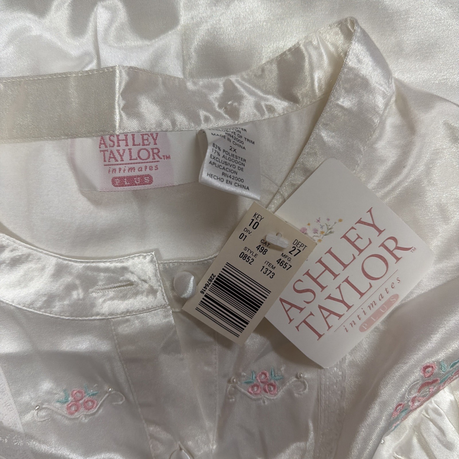 Vintage Ashley Taylor Plus Brushed Satin Maxi Nightgown 2XL NOS